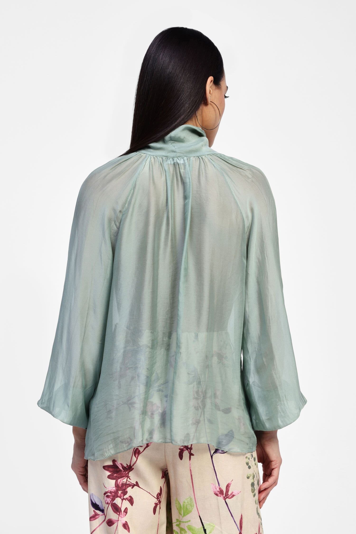 Sheer Blouse With Decorative Bow Dixie