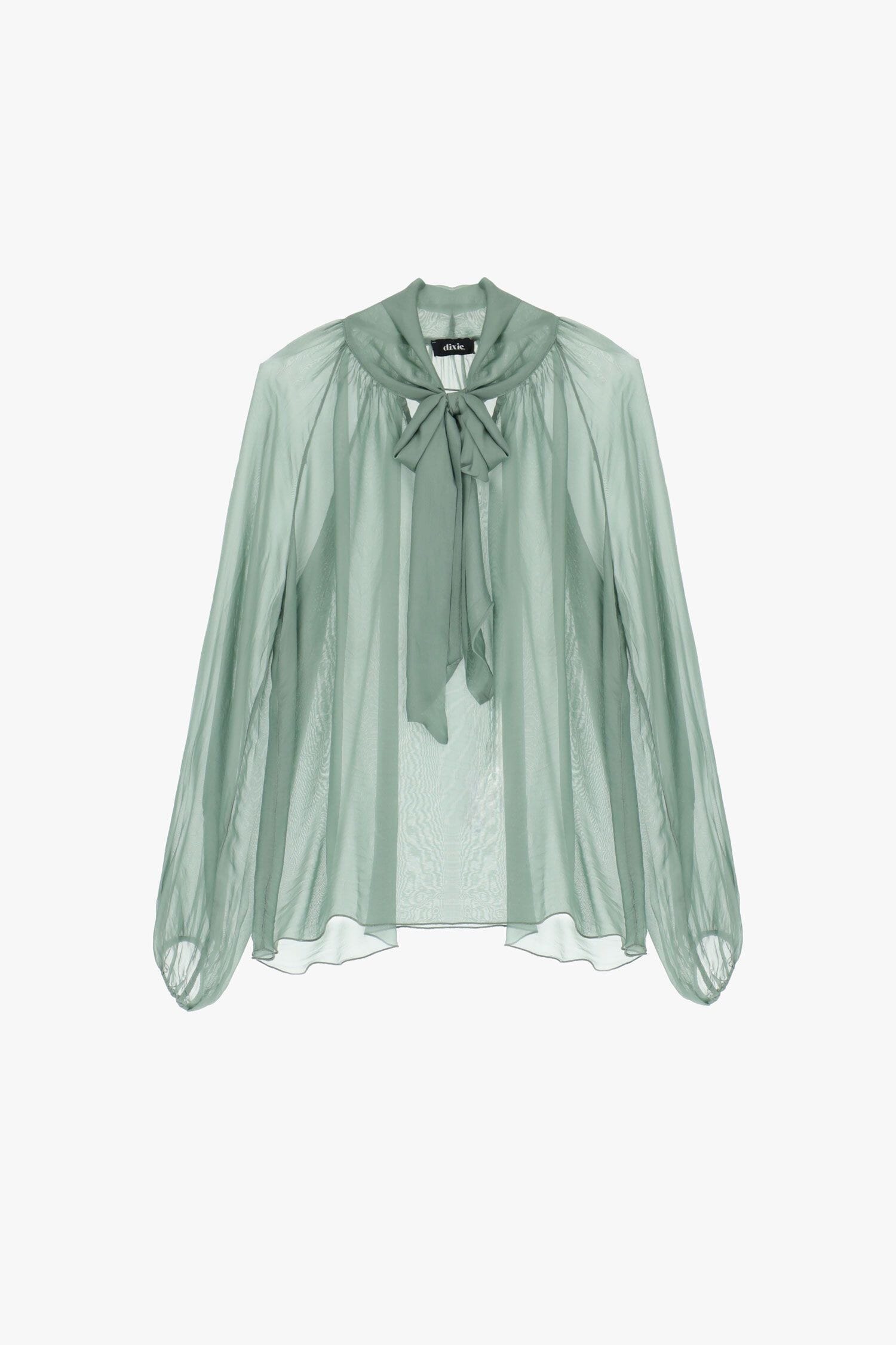 Sheer Blouse With Decorative Bow Dixie