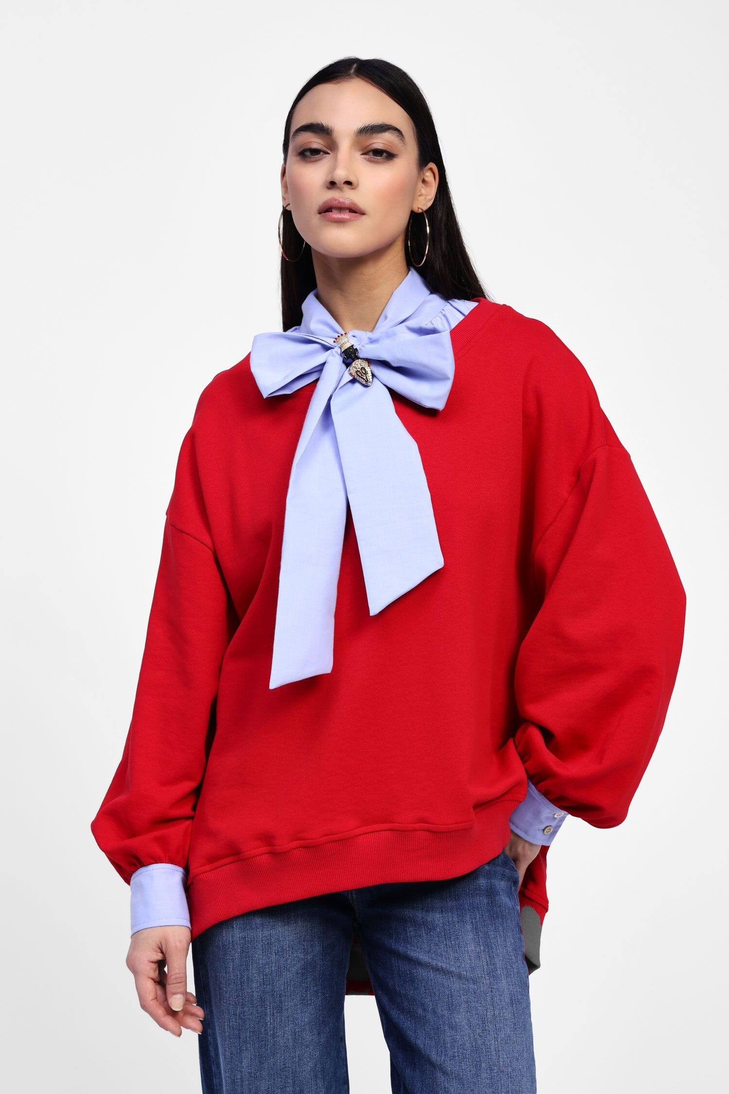 Sweatshirt With Shirt Inserts And Maxi Ribbon Dixie