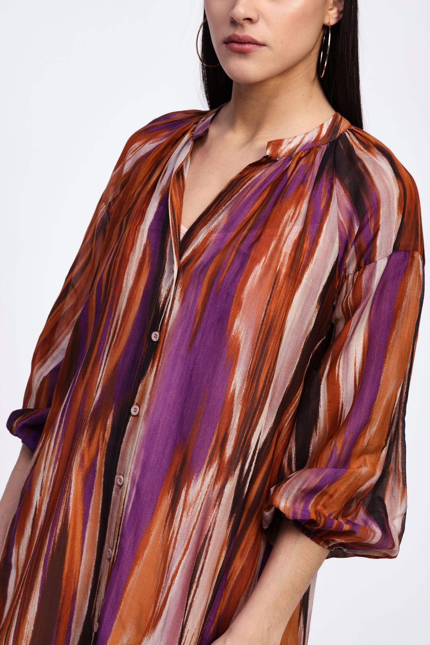 Vestito Lungo Stampa Colorata E Balza Dixie