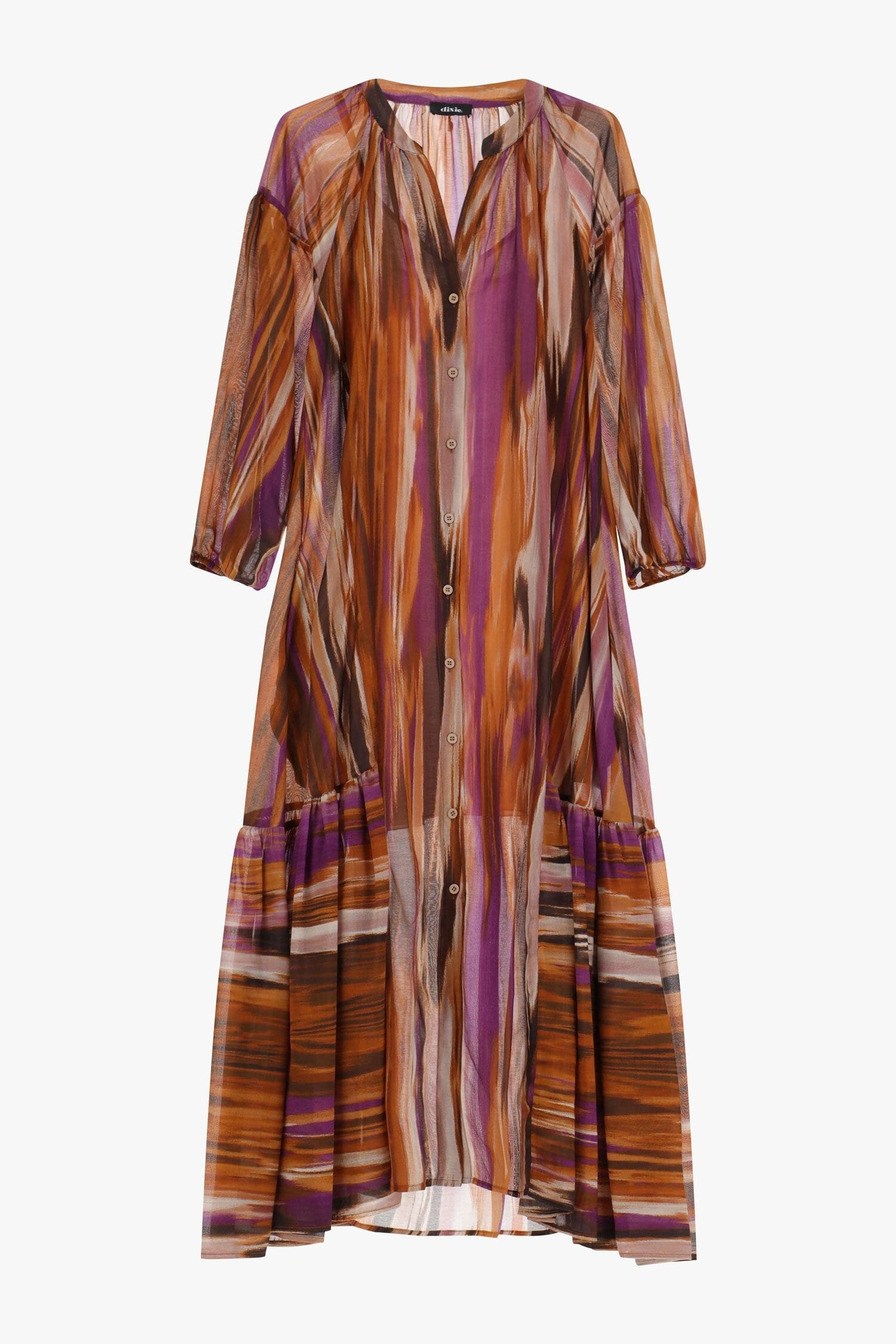 Vestito Lungo Stampa Colorata E Balza Dixie