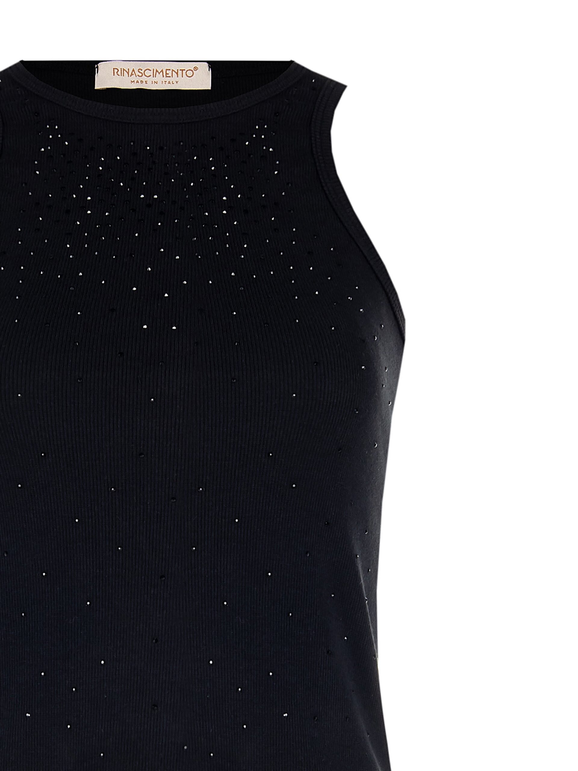 Top Aderente A Coste In Misto Cotone Con Strass Tono Su Tono Rinascimento