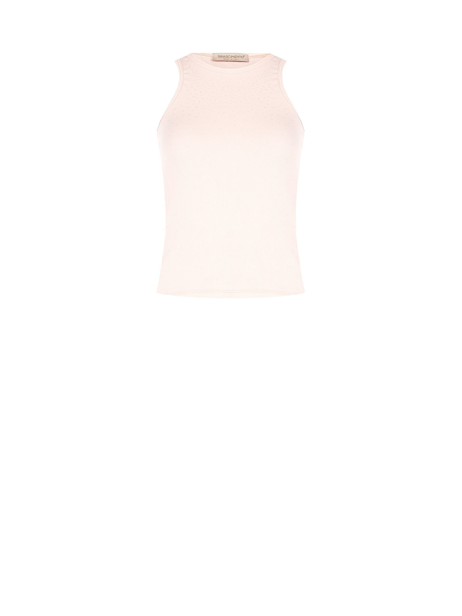 Top Aderente A Coste In Misto Cotone Con Strass Tono Su Tono Rinascimento