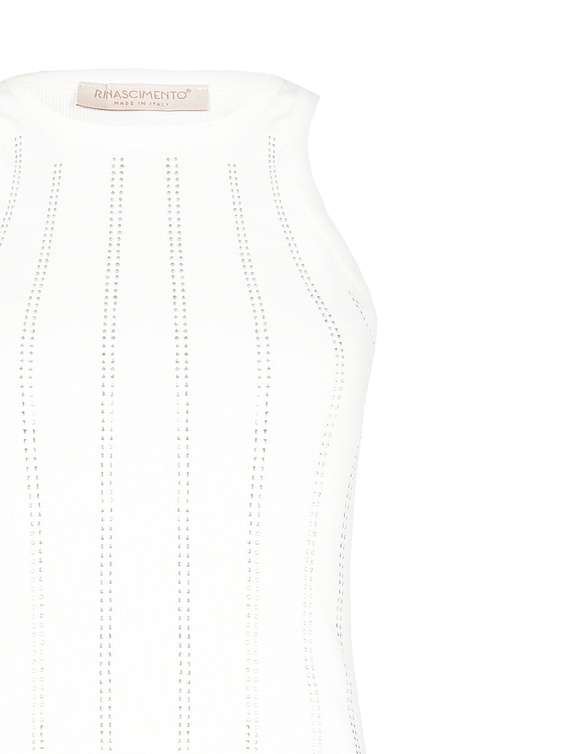 Top Aderente A Coste In Misto Cotone Con Strass Iridescenti Rinascimento