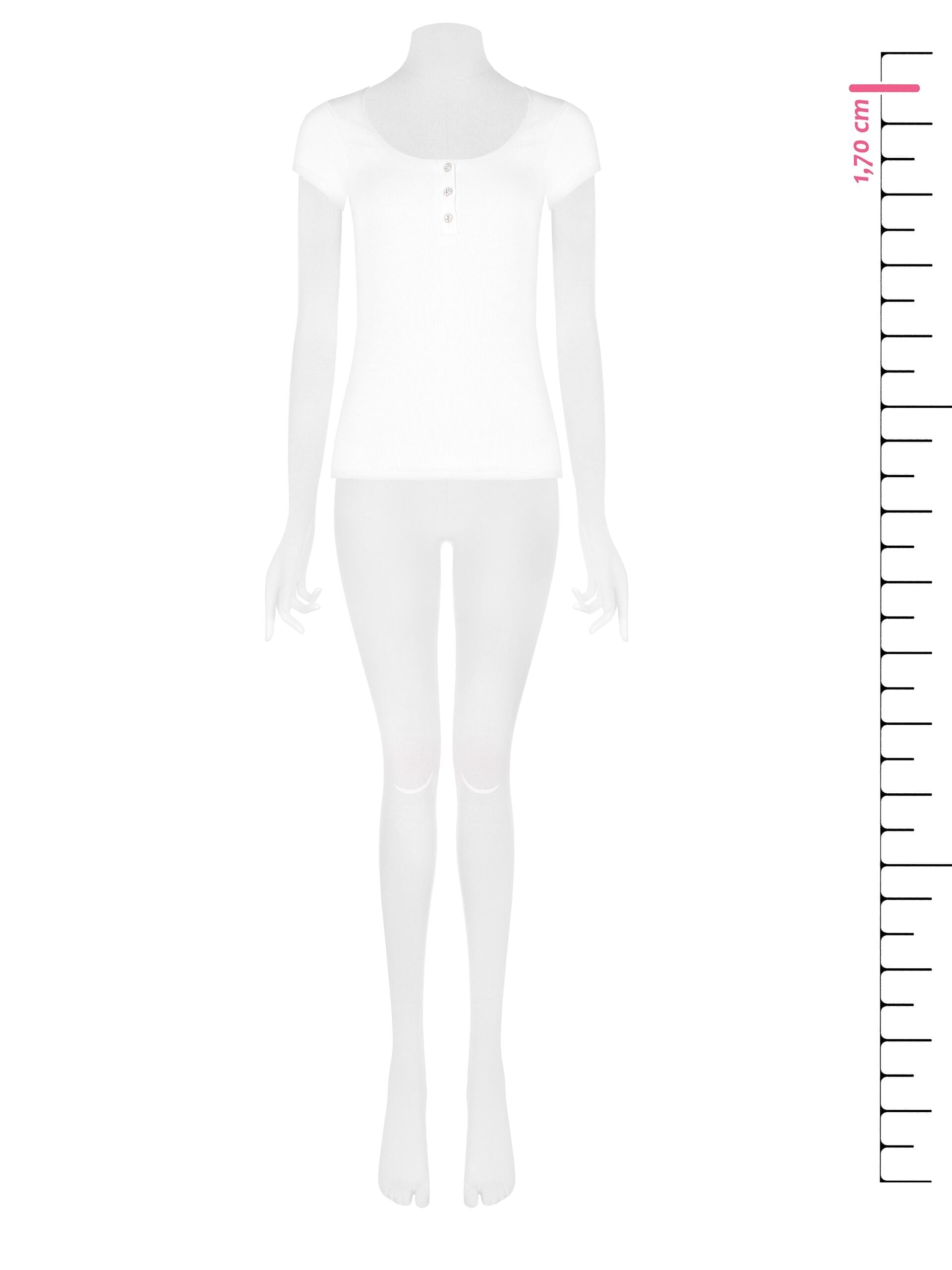 Top Aderente A Coste In Misto Cotone Con Bottoni Strass Rinascimento