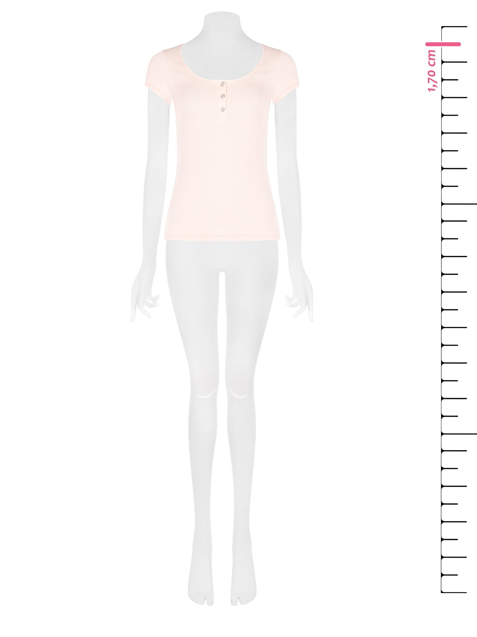 Top Aderente A Coste In Misto Cotone Con Bottoni Strass Rinascimento