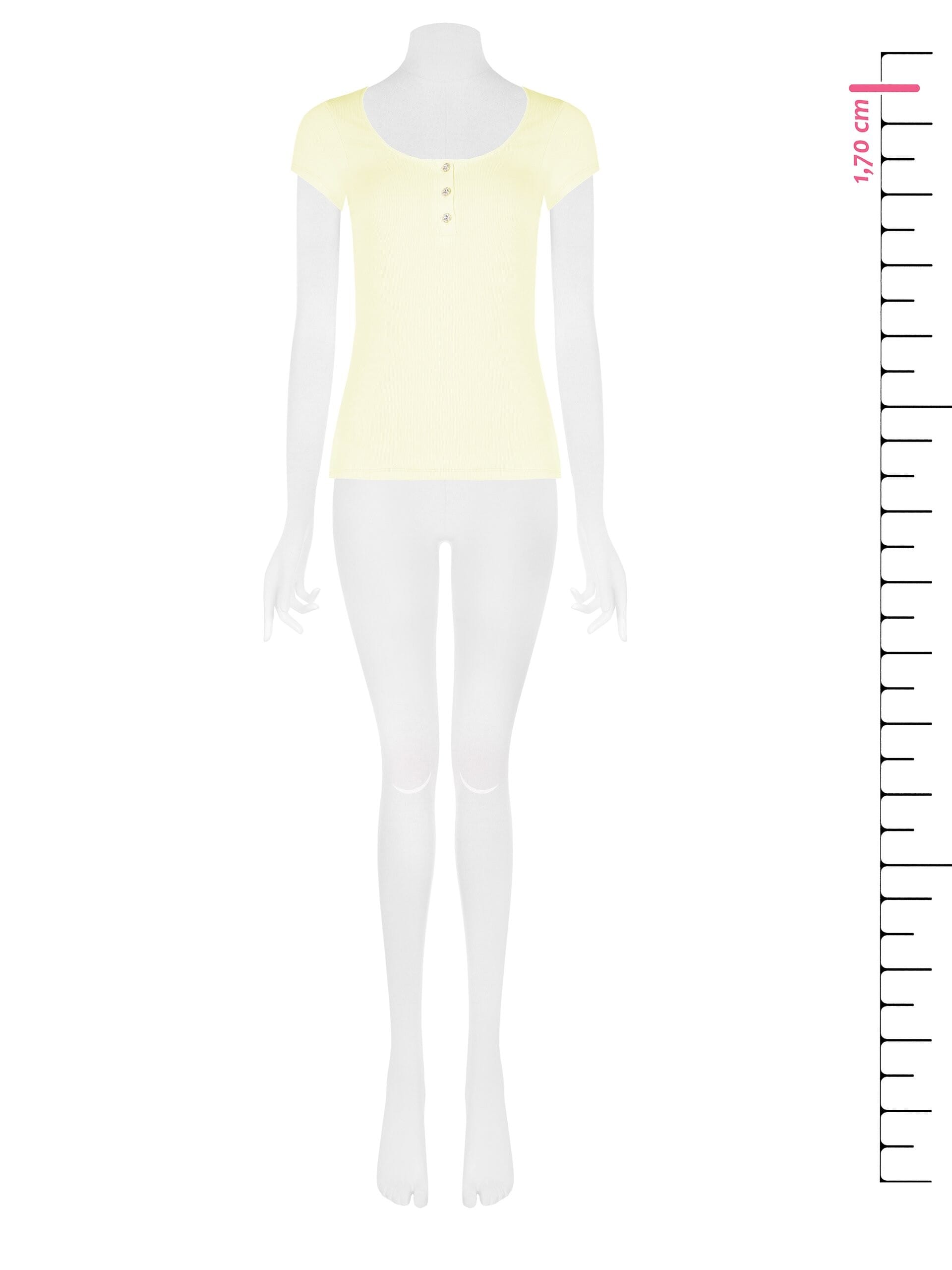 Top Aderente A Coste In Misto Cotone Con Bottoni Strass Rinascimento