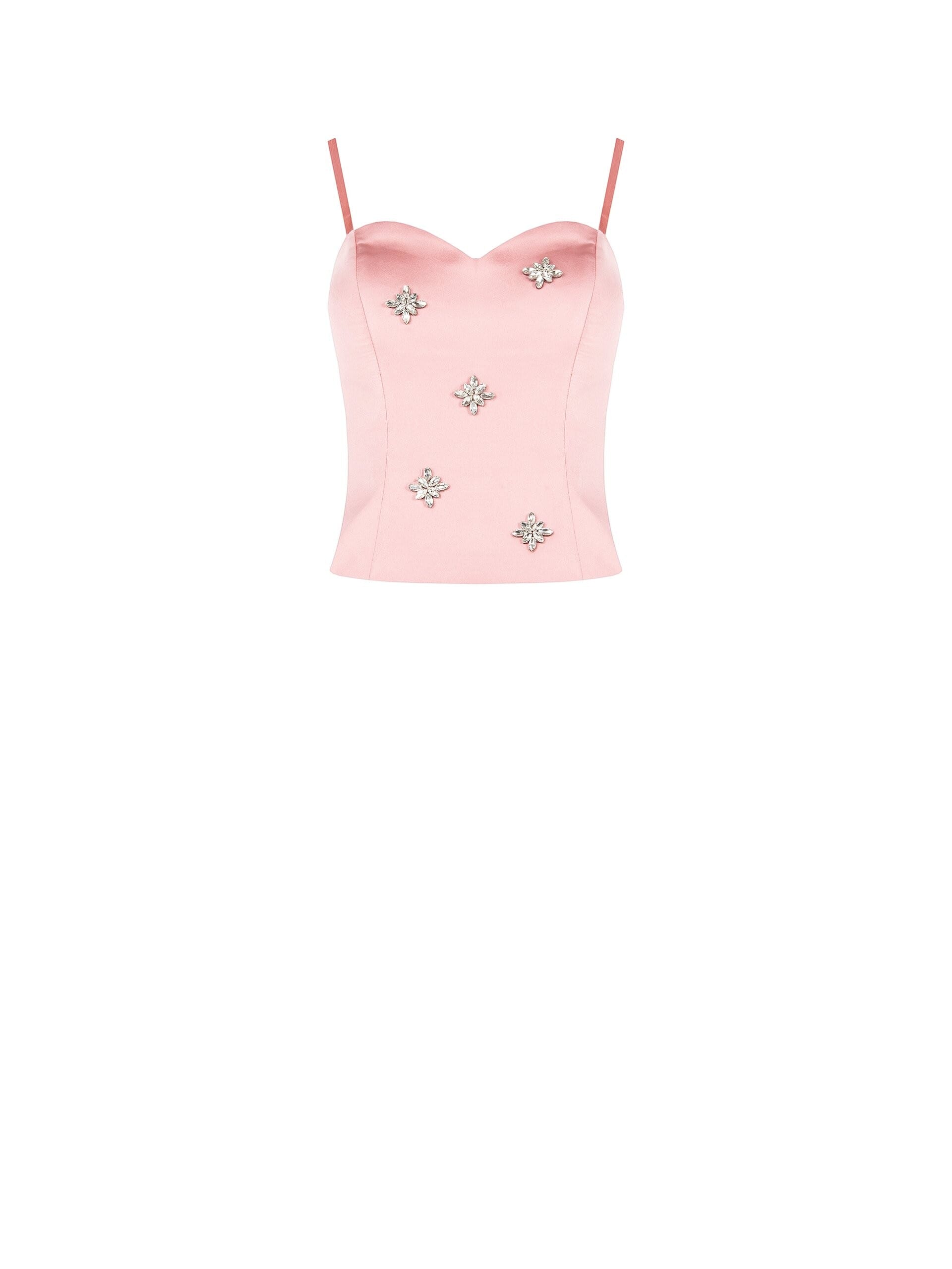 Top Bustier In Raso Con Maxi Strass Rinascimento