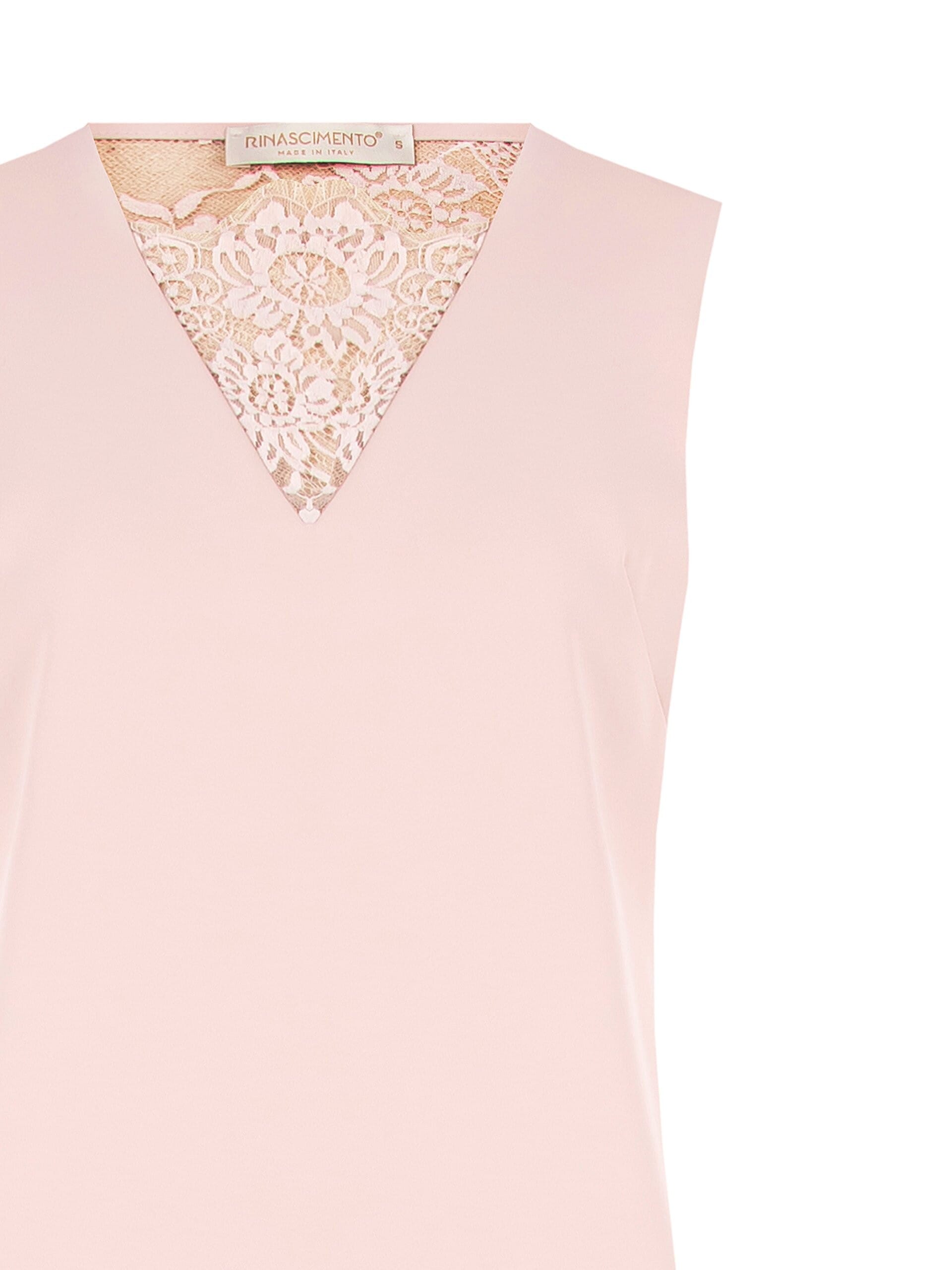 Abito Corto A Trapezio In Tessuto Fluido Con Pizzo Rinascimento