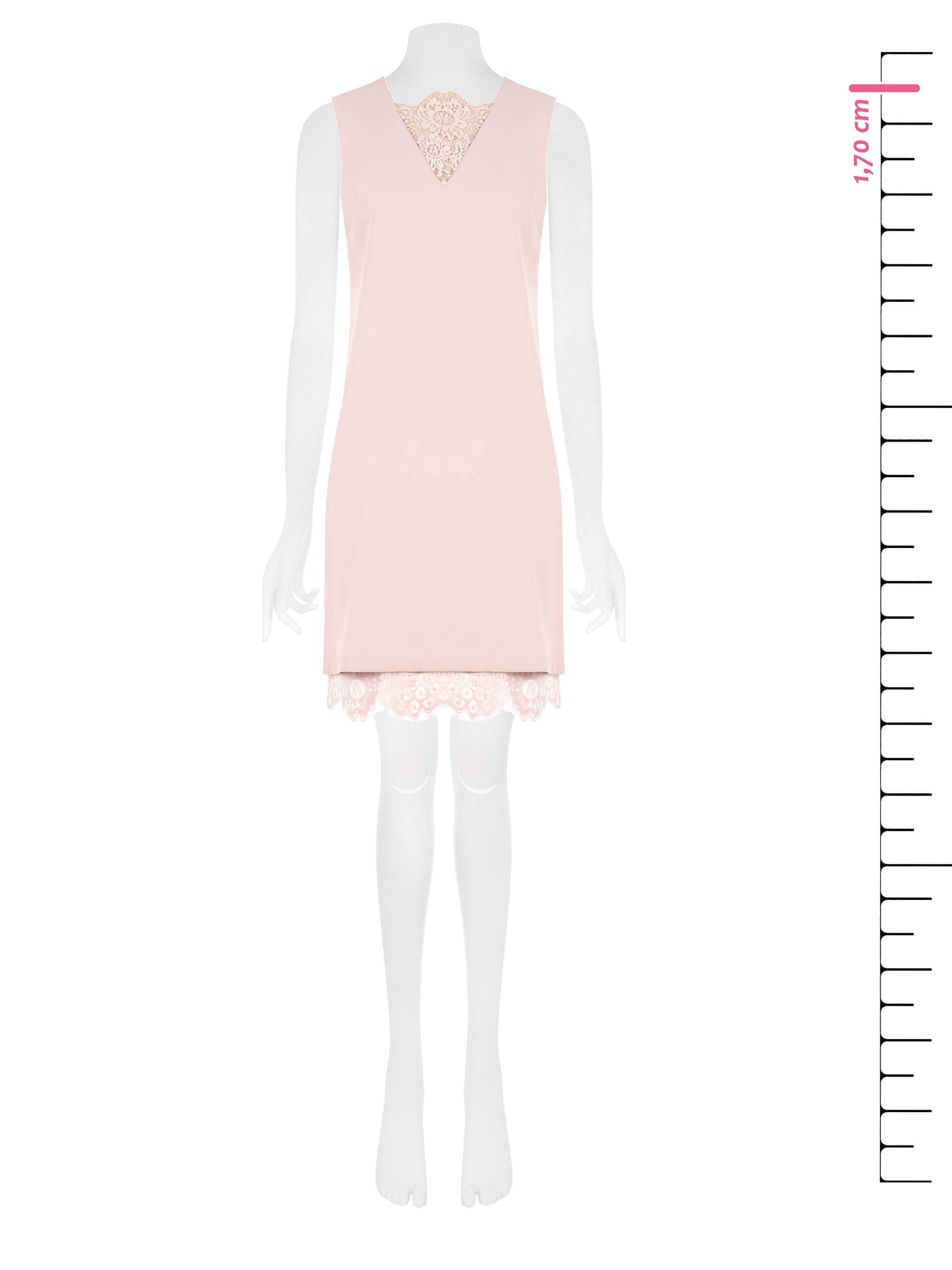 Abito Corto A Trapezio In Tessuto Fluido Con Pizzo Rinascimento