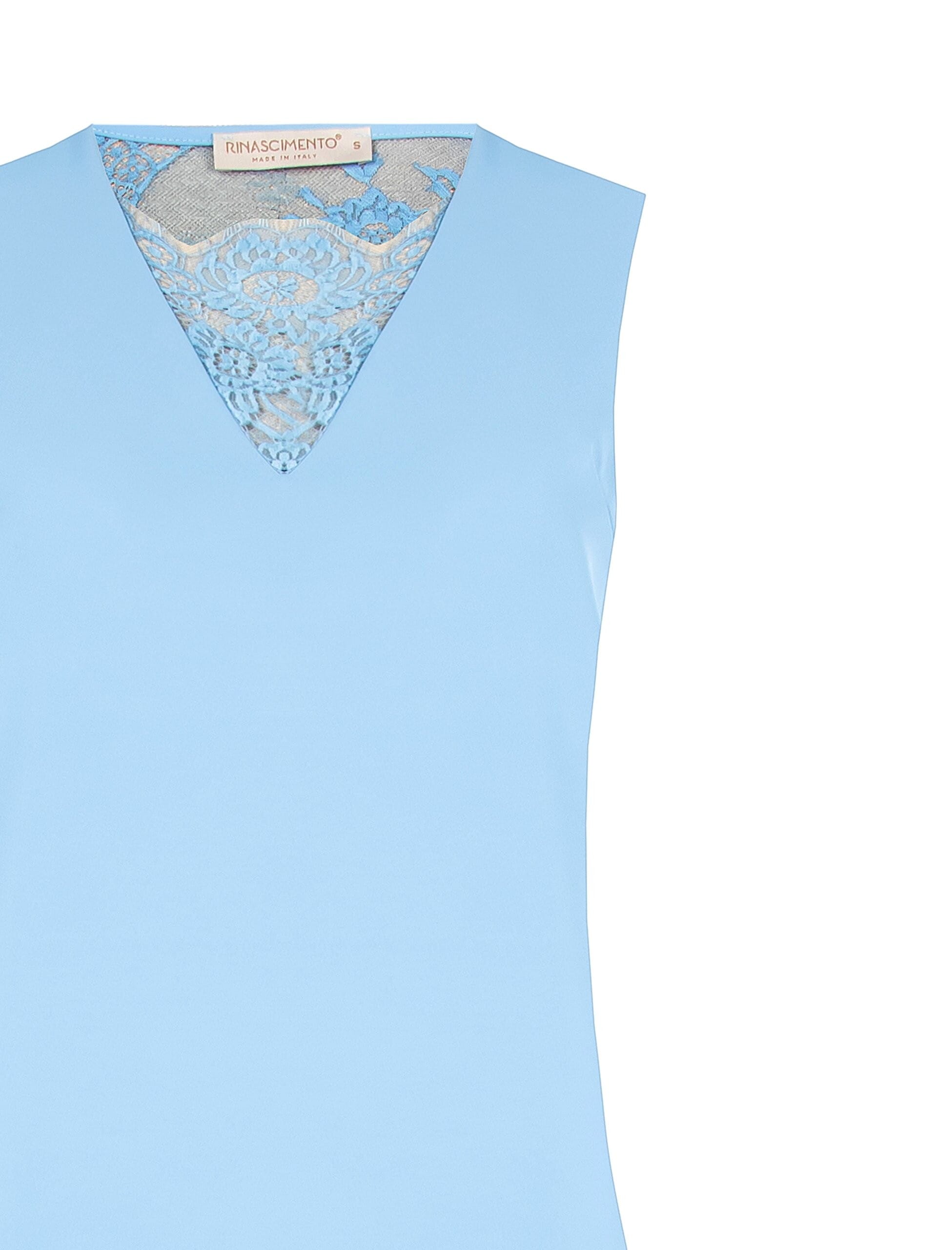 Abito Corto A Trapezio In Tessuto Fluido Con Pizzo Rinascimento