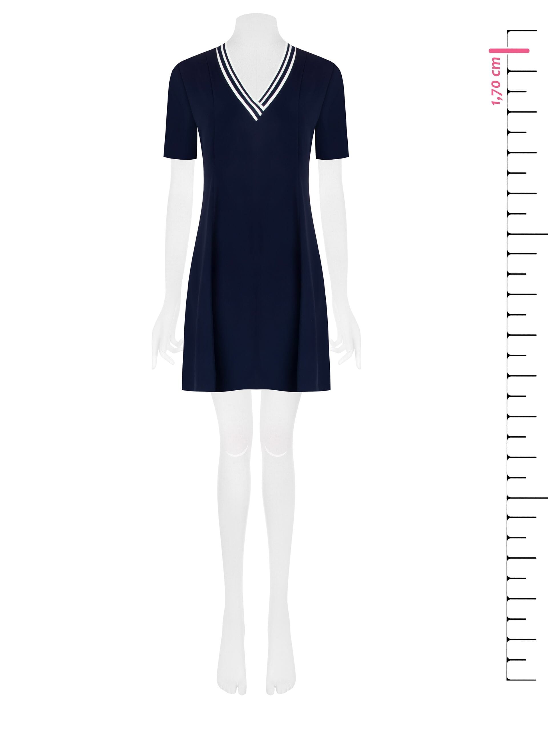 Abito Corto A Ruota In Tessuto Fluido Con Scollo A V Rinascimento