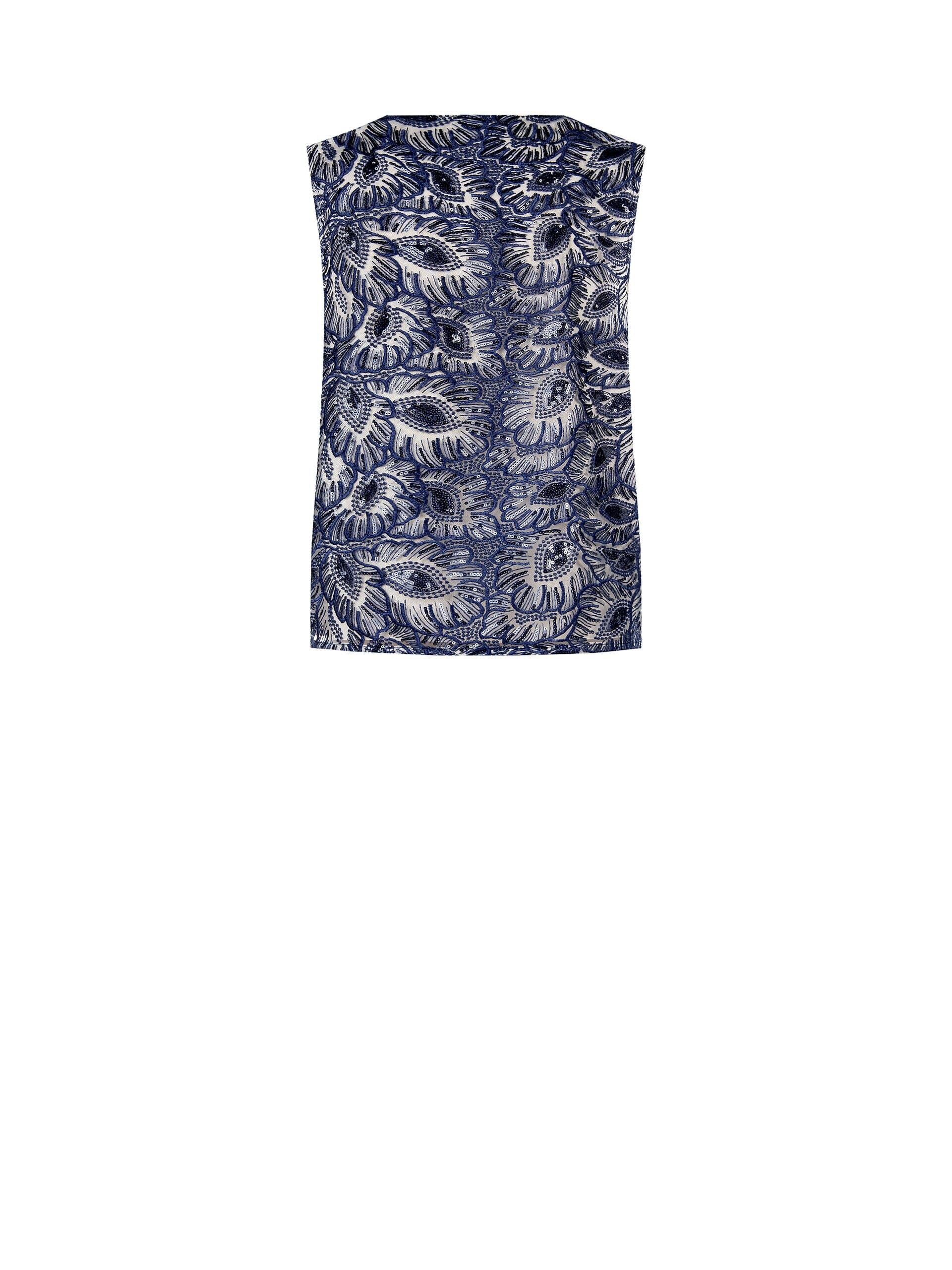 Top Sfiancato In Tulle Ricamato Con Paillettes E Scollo A V Rinascimento