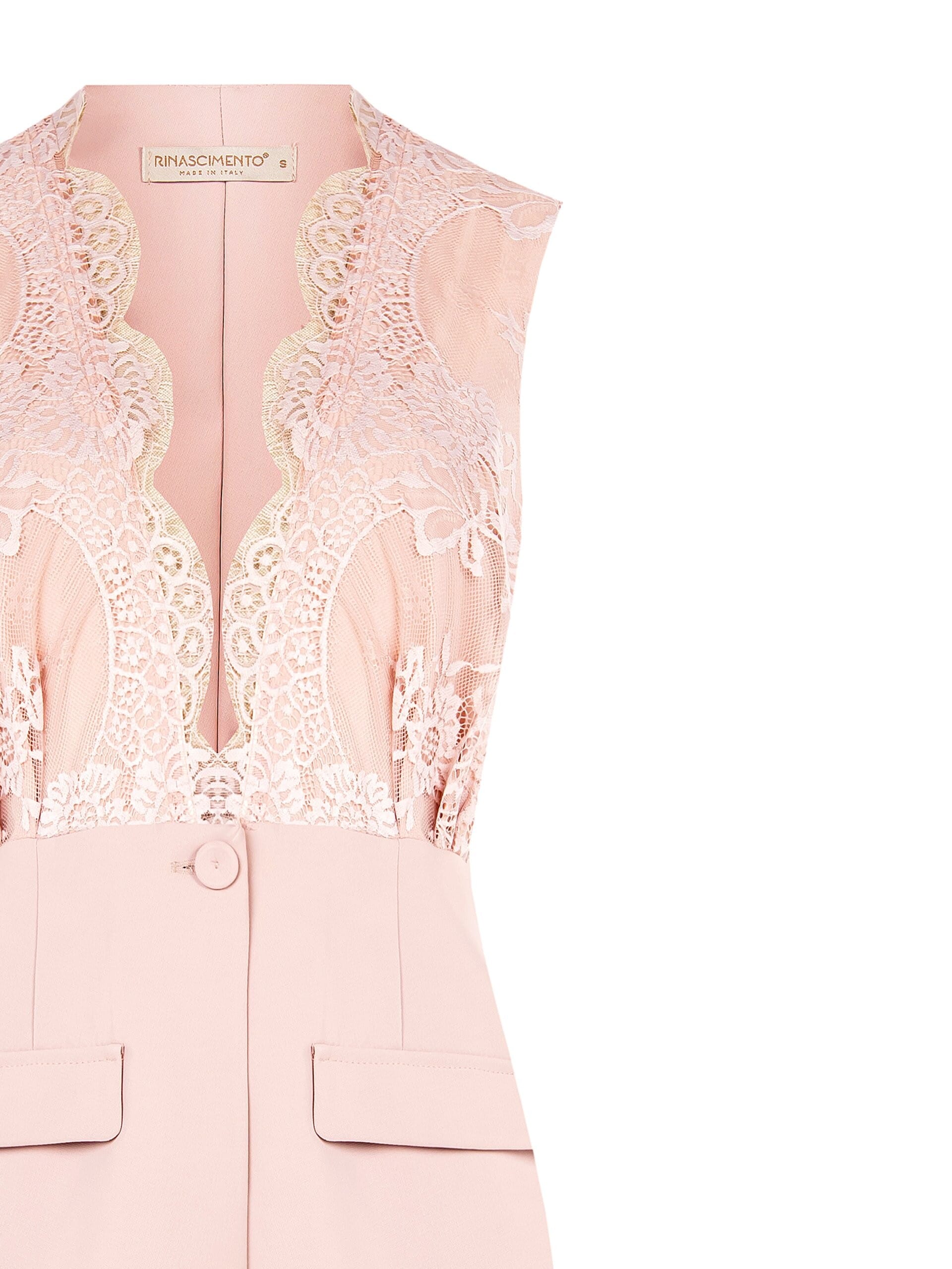 Gilet A Taglio Lungo In Tessuto Fluido Con Pizzo Rinascimento