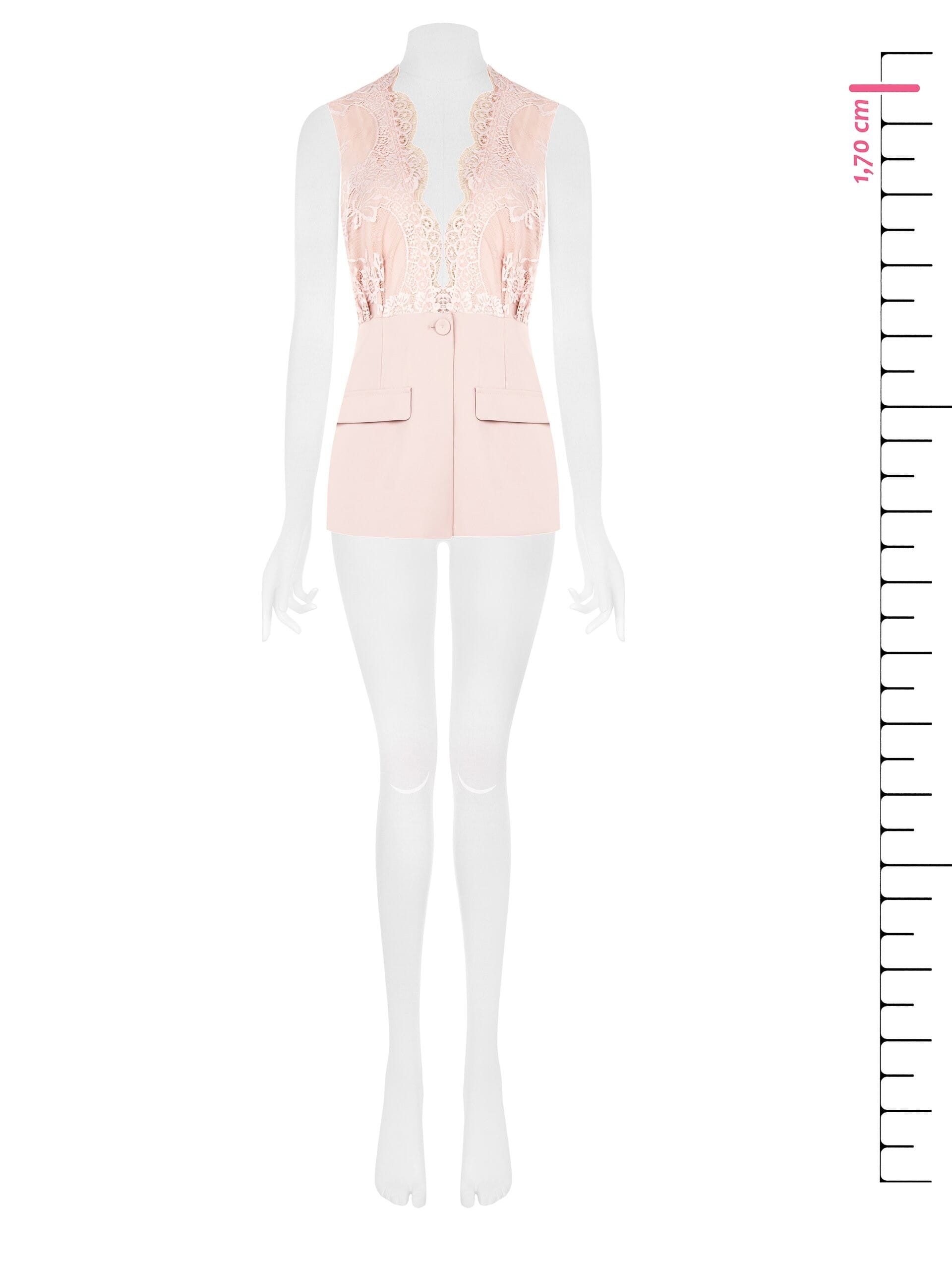 Gilet A Taglio Lungo In Tessuto Fluido Con Pizzo Rinascimento