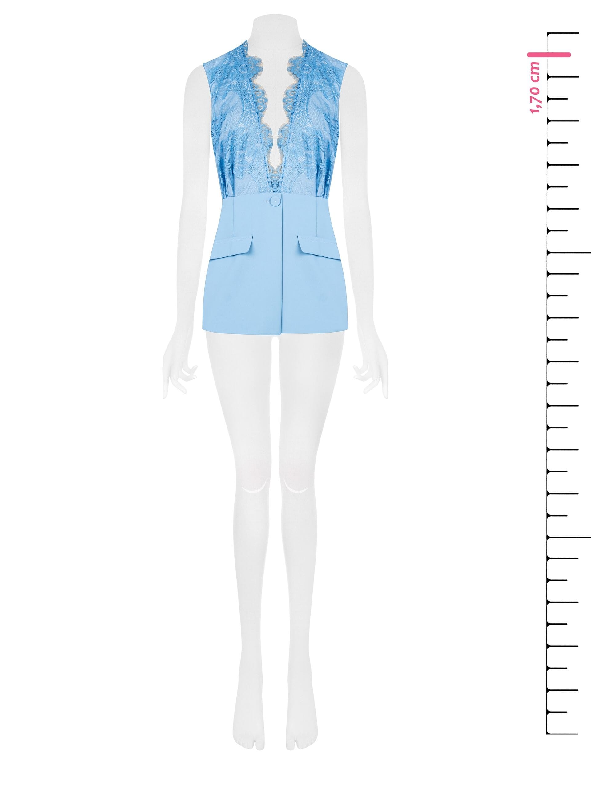 Gilet A Taglio Lungo In Tessuto Fluido Con Pizzo Rinascimento