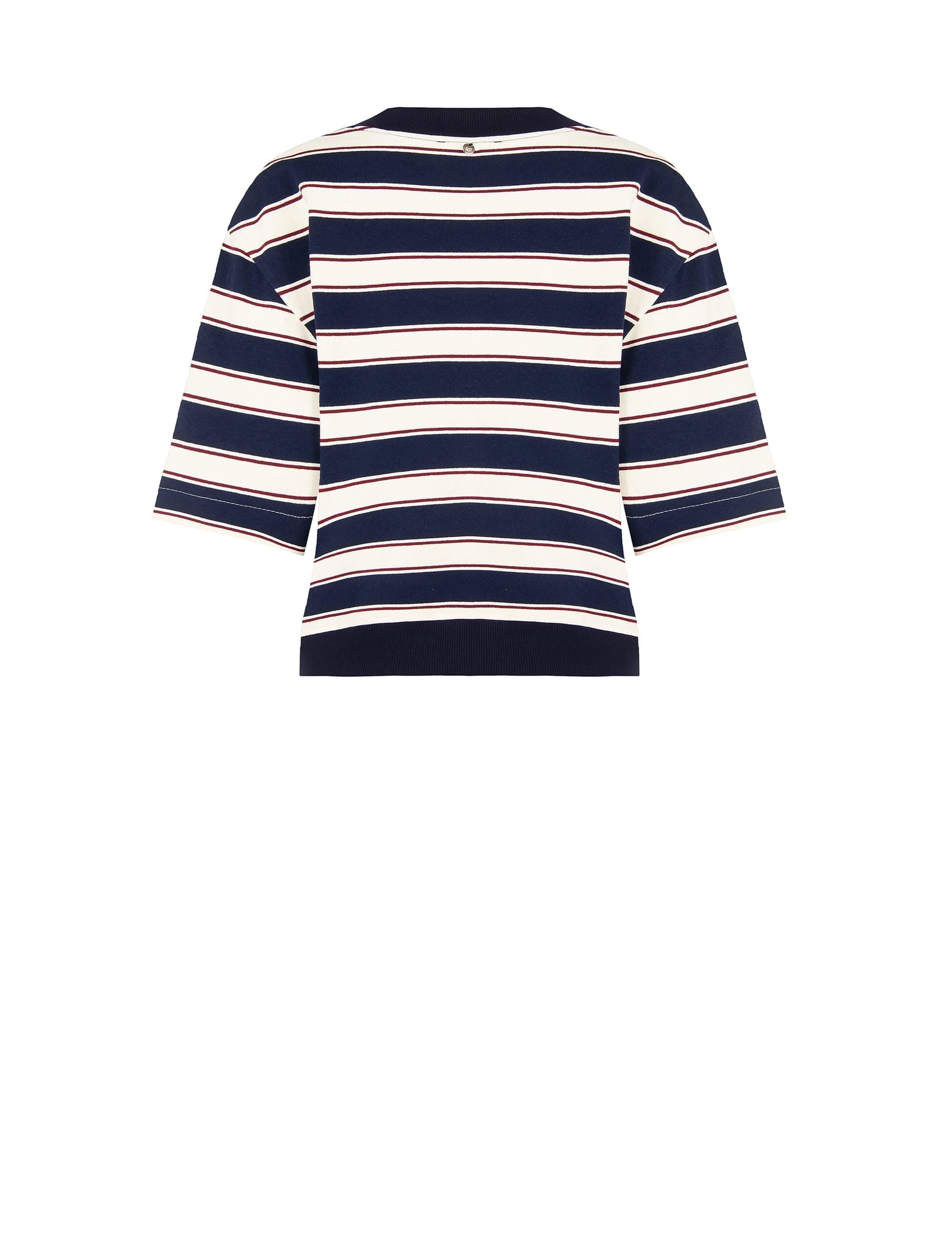 Cotton Mix Short-Sleeved Sweatshirt With V-Neck And Bee Pin Rinascimento