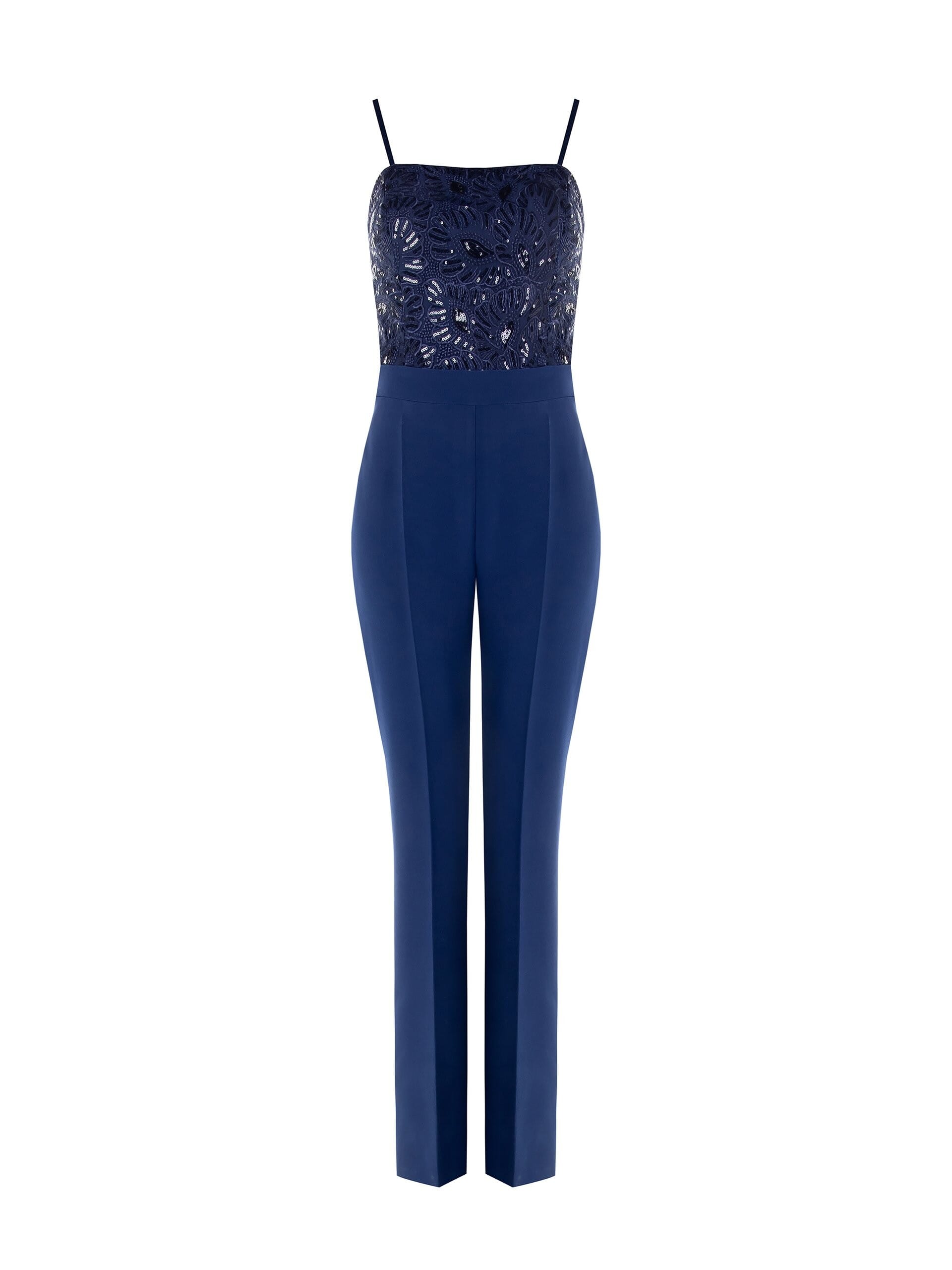 Tuta Intera Dritta In Tessuto Bi-Stretch E Corpetto Con Ricami E Paillettes Rinascimento