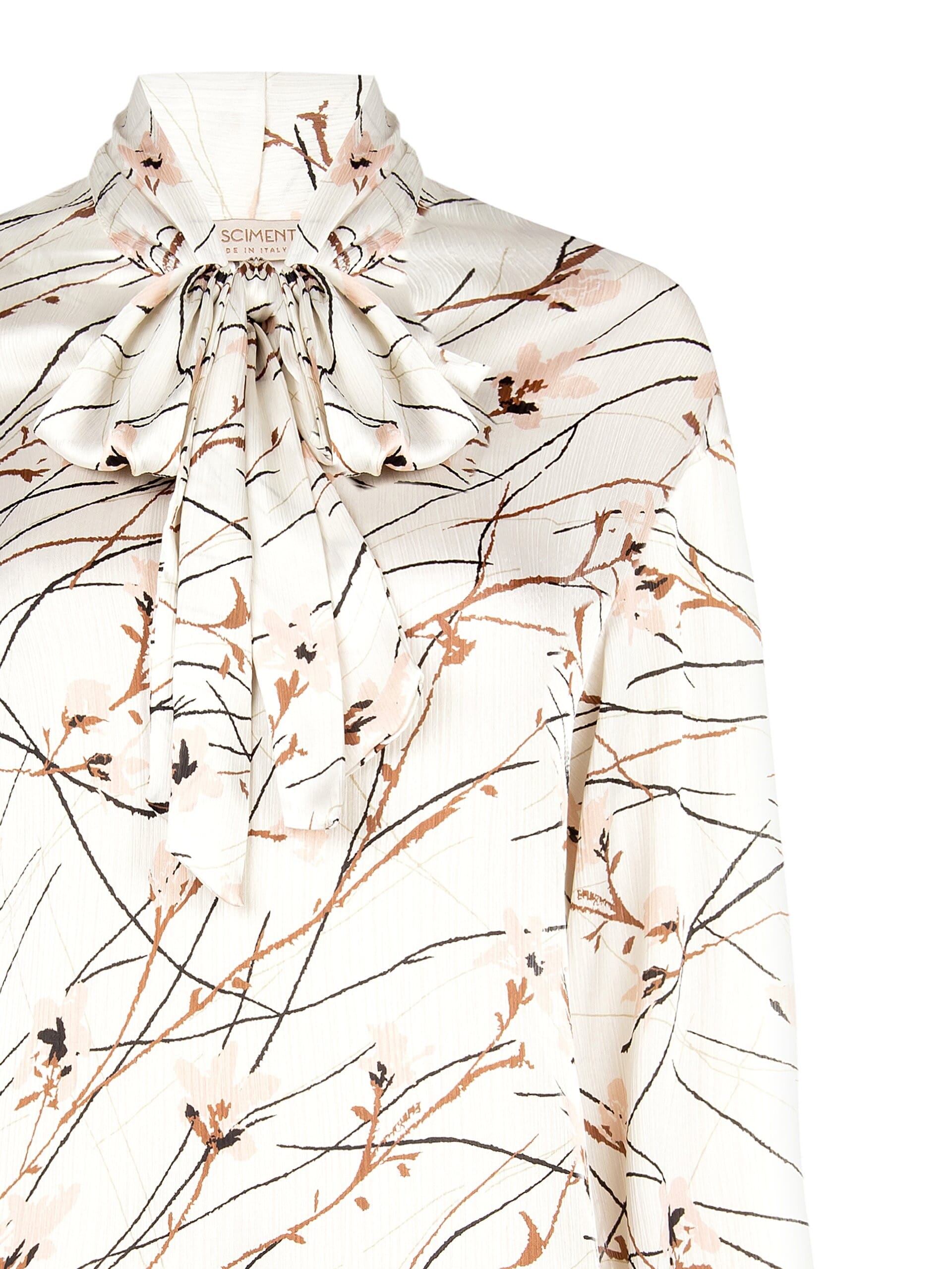 Blusa Ampia E Fluida In Raso Increspato Con Fiocco Rinascimento