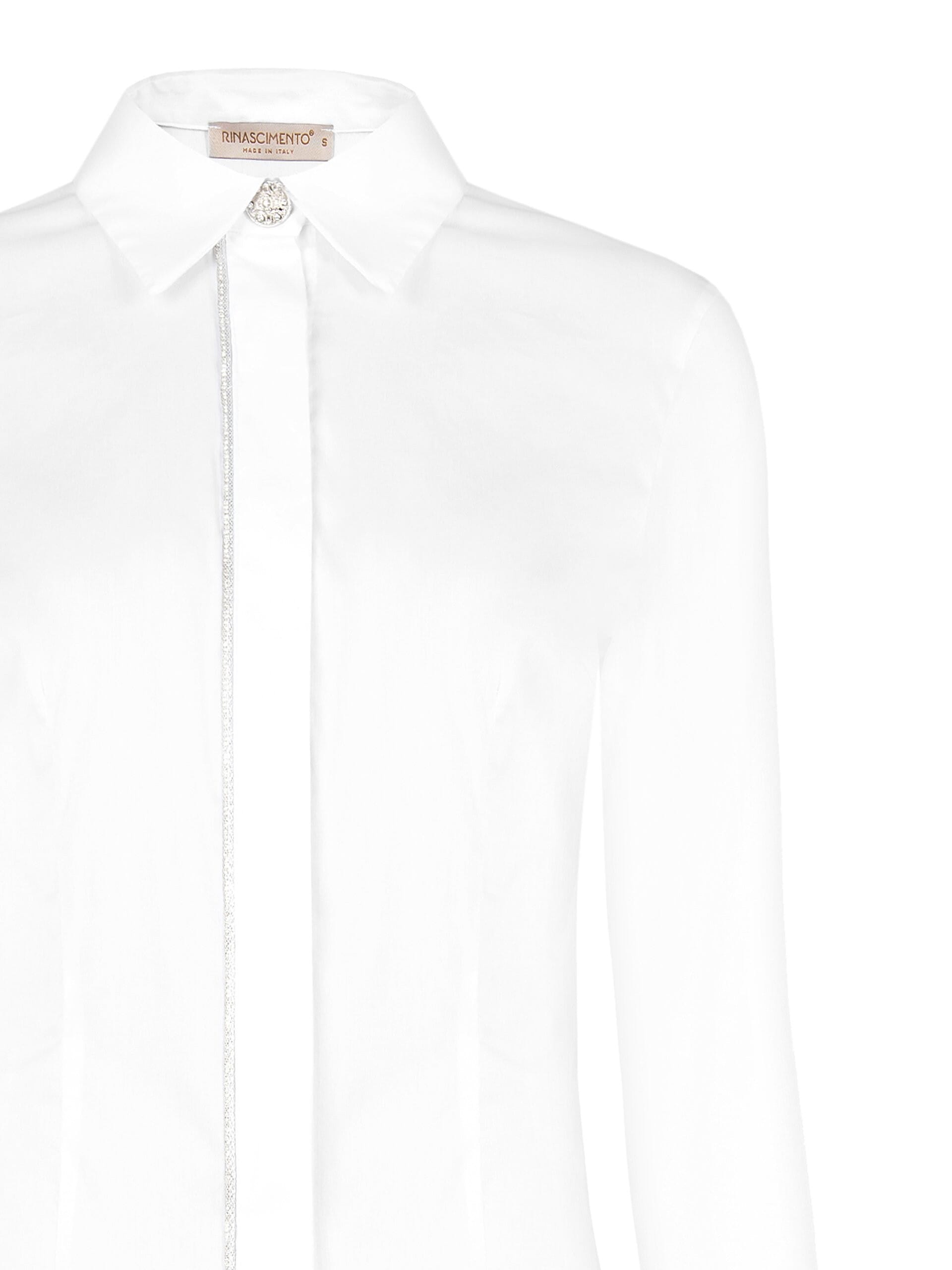 Camicia Sfiancata In Misto Cotone Con Bottoni A Scomparsa E Dettaglio In Strass Rinascimento