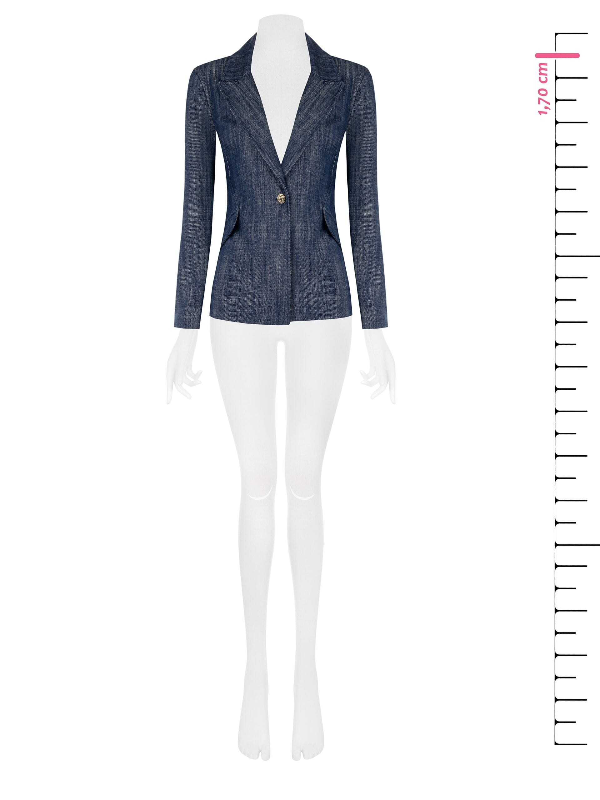 Giacca Blazer Sfiancata In Denim Con Bottone Logo Rinascimento