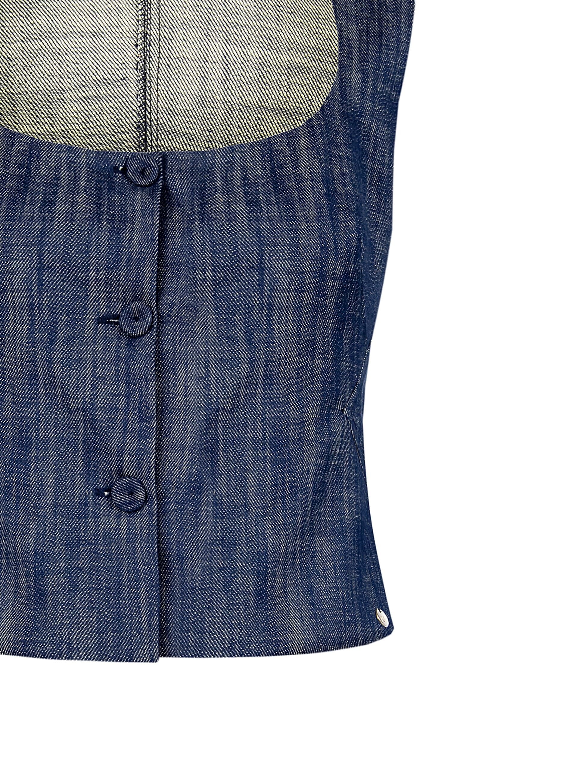 Gilet Aderente In Denim Con Scollo Quadrato Rinascimento