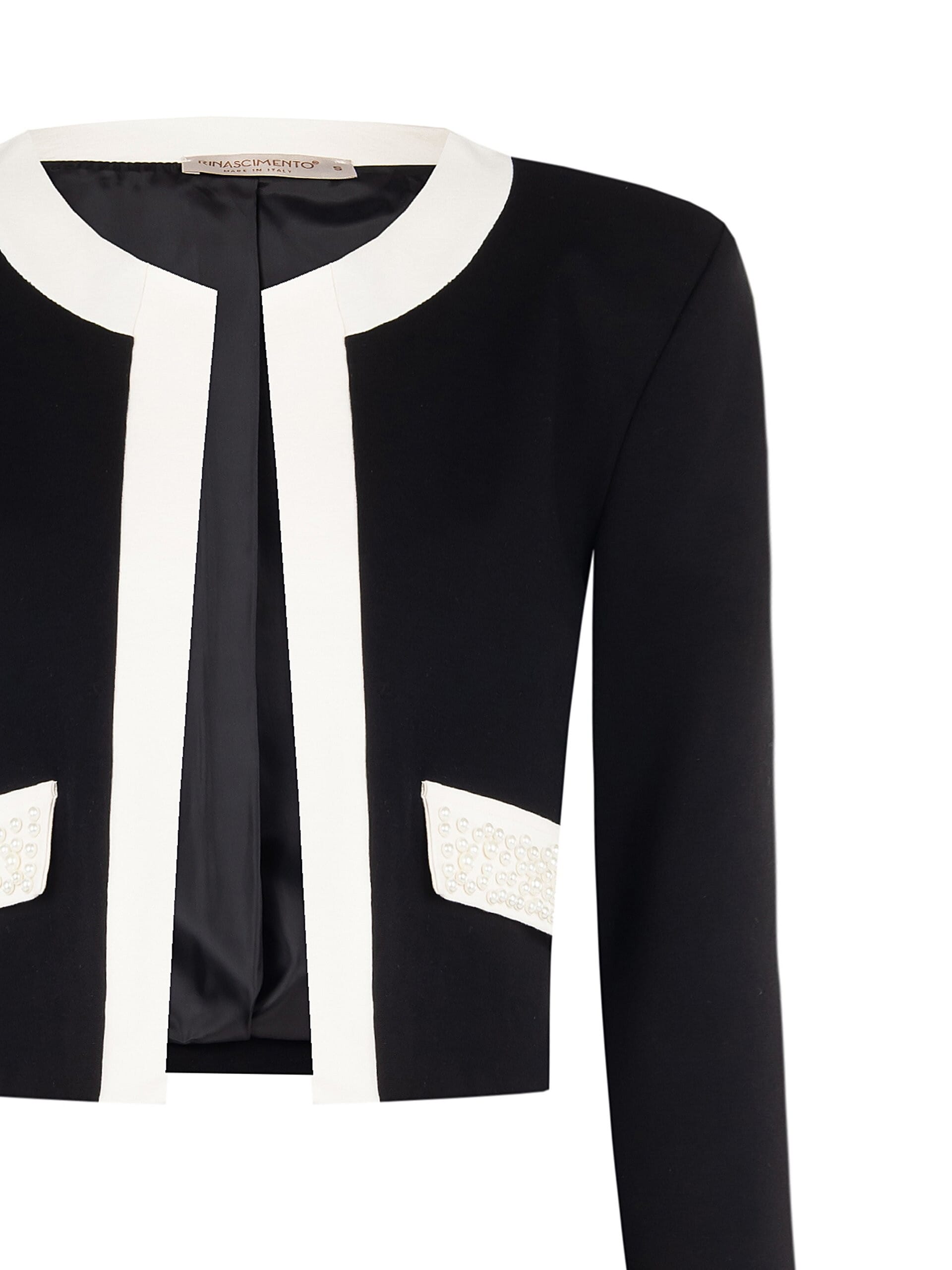 Milano Stitch Openwork Short Jacket With Beads And Epaulettes Rinascimento