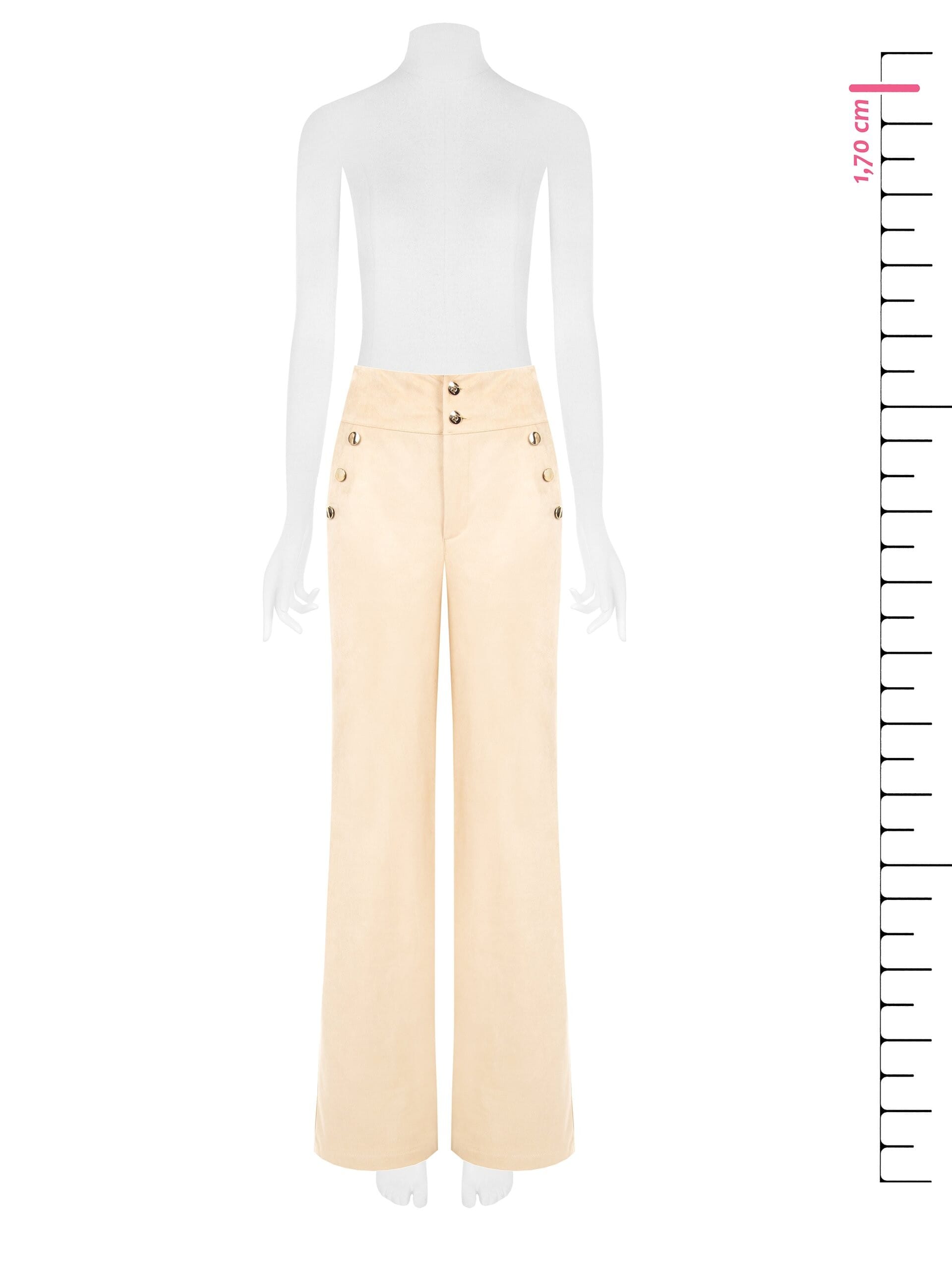 Pantaloni Palazzo In Simil Dainetto Con Bottoni Rinascimento