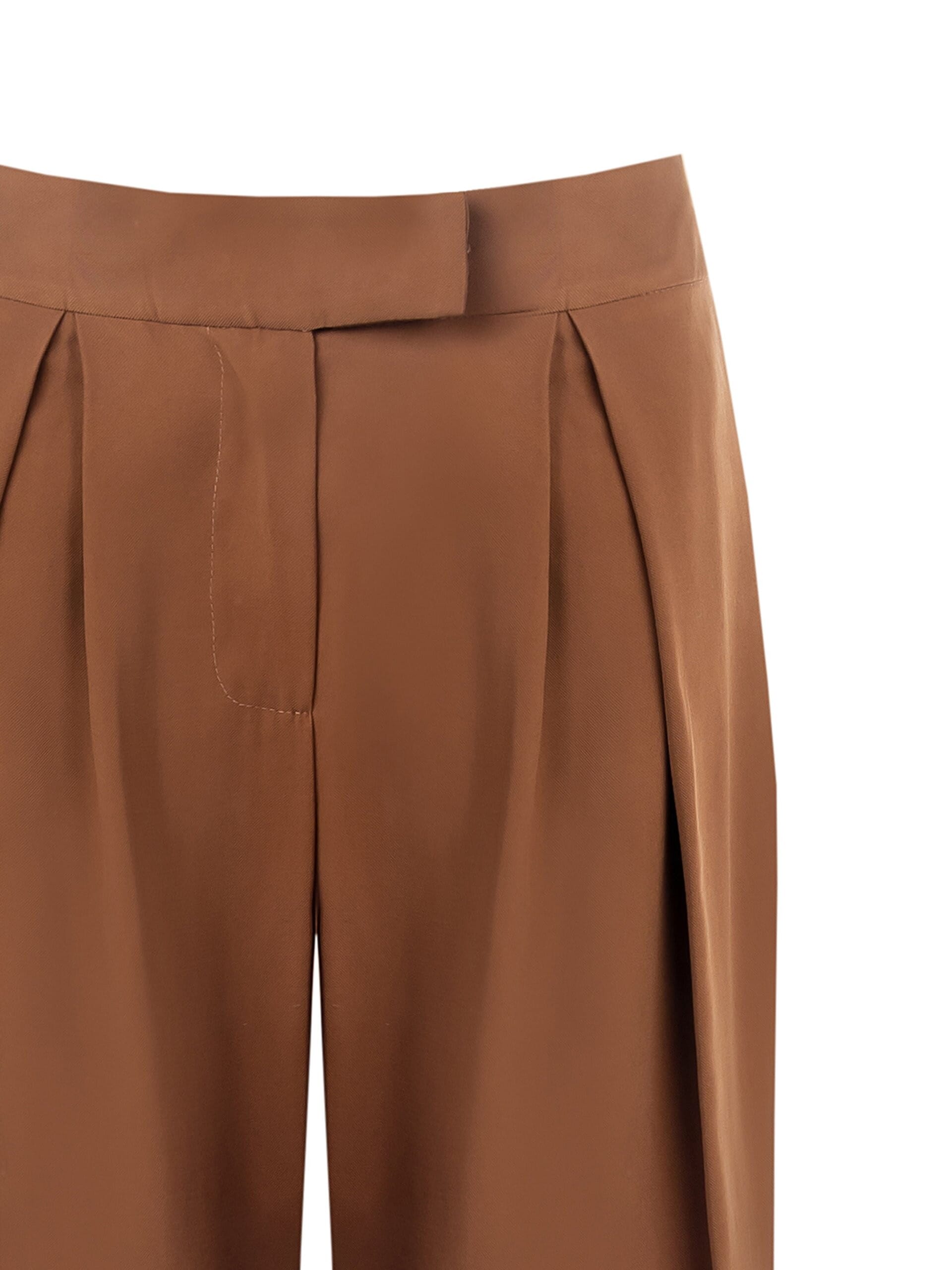 Pantaloni Larghi In Misto Viscosa A Pieghe Con Elastico Dietro Rinascimento