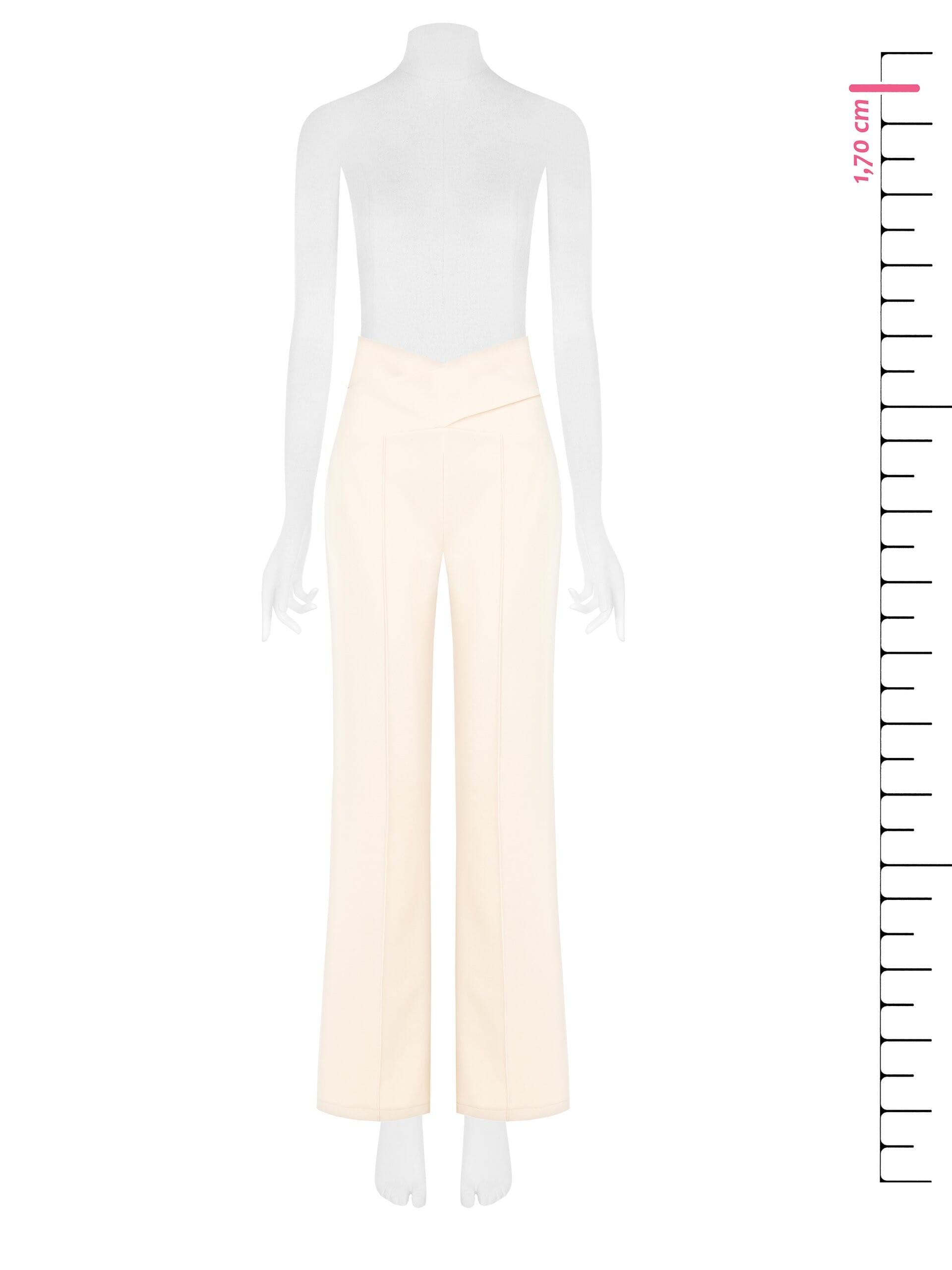 Pantaloni Larghi In Scuba Crepe Con Incrocio In Vita Rinascimento