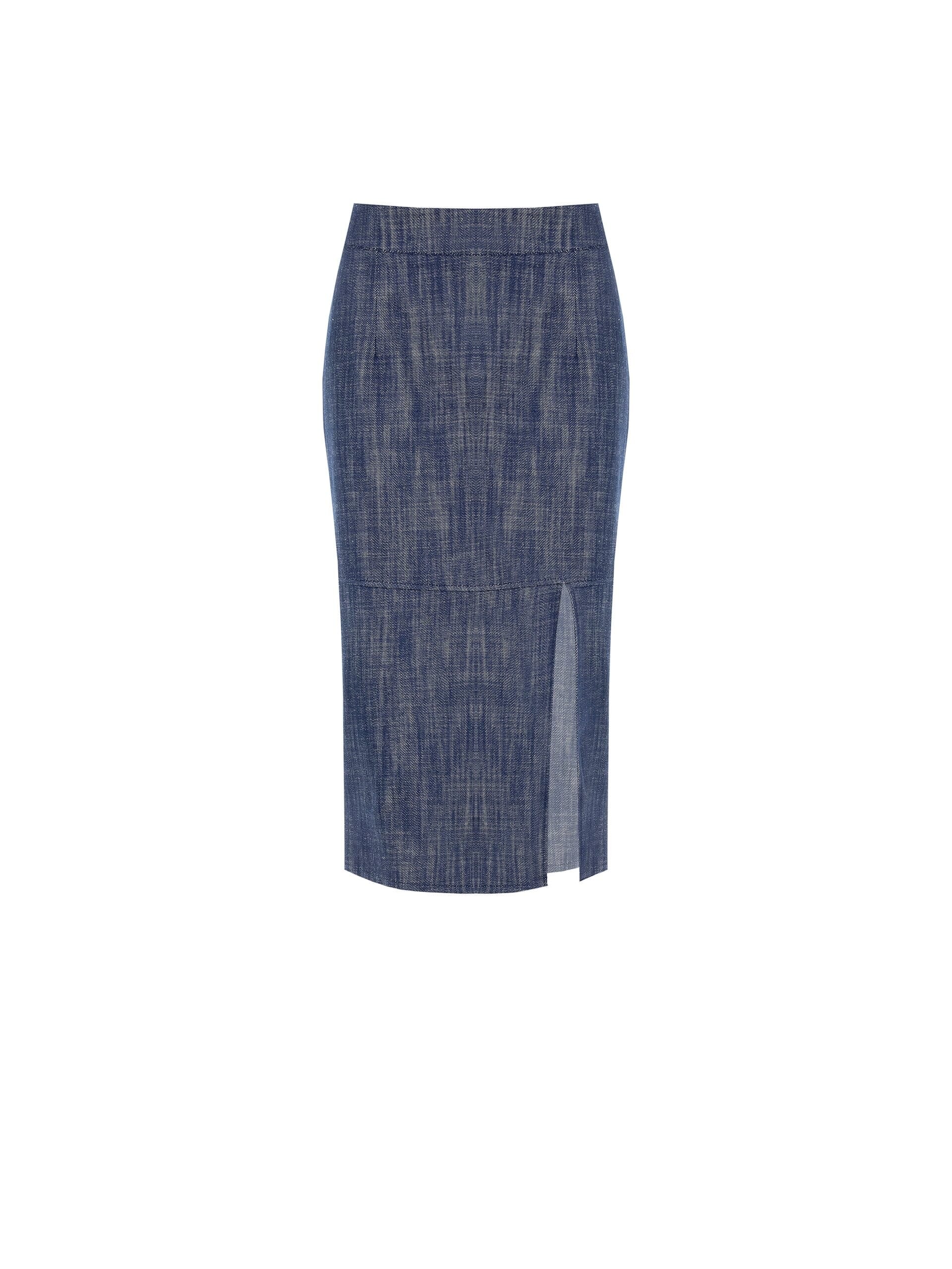 Longuette In Denim Con Spacco A Lato Rinascimento