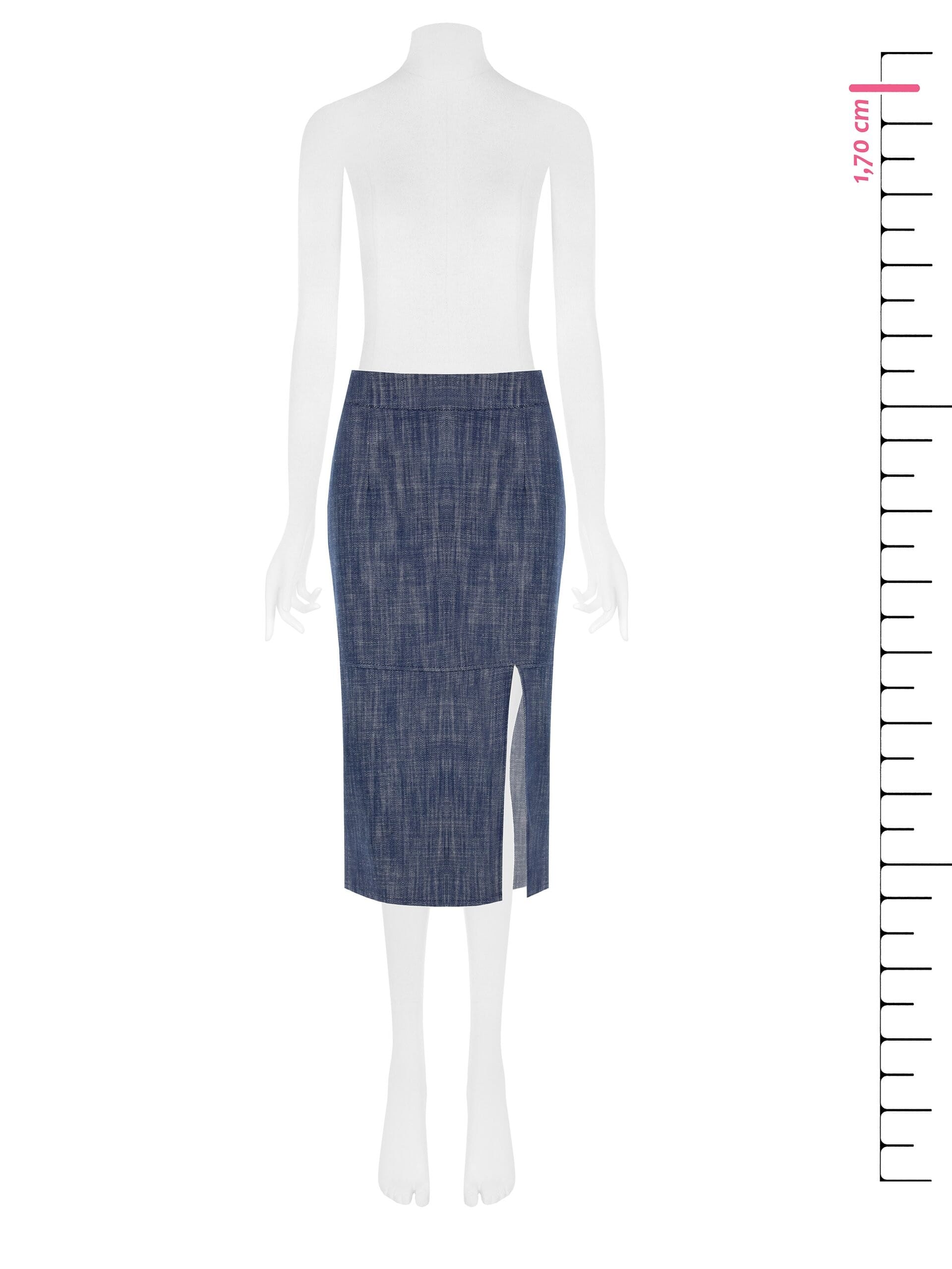 Longuette In Denim Con Spacco A Lato Rinascimento