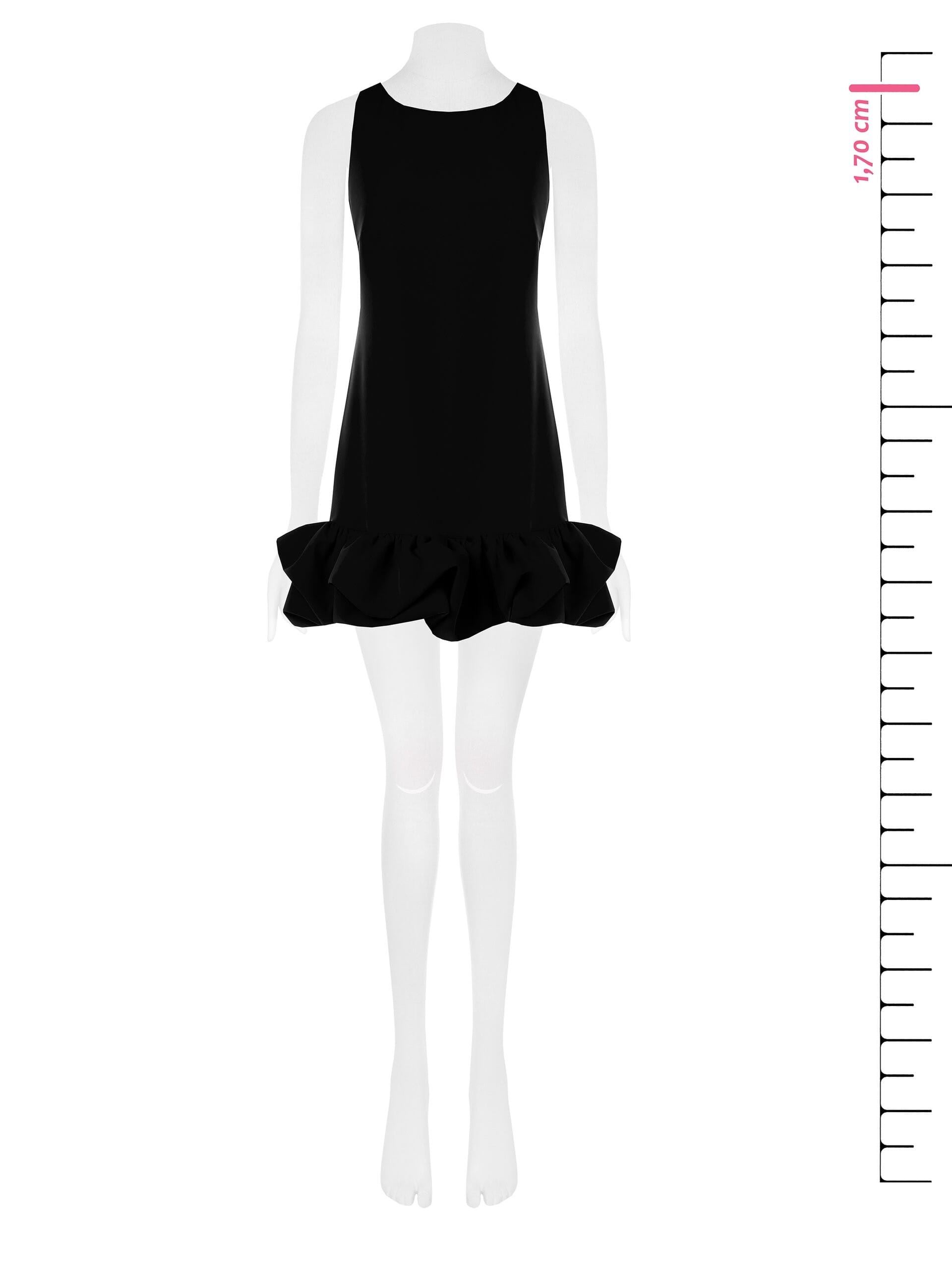 Abito Corto A Trapezio In Tessuto Tecnico Con Maxi Ruches Rinascimento