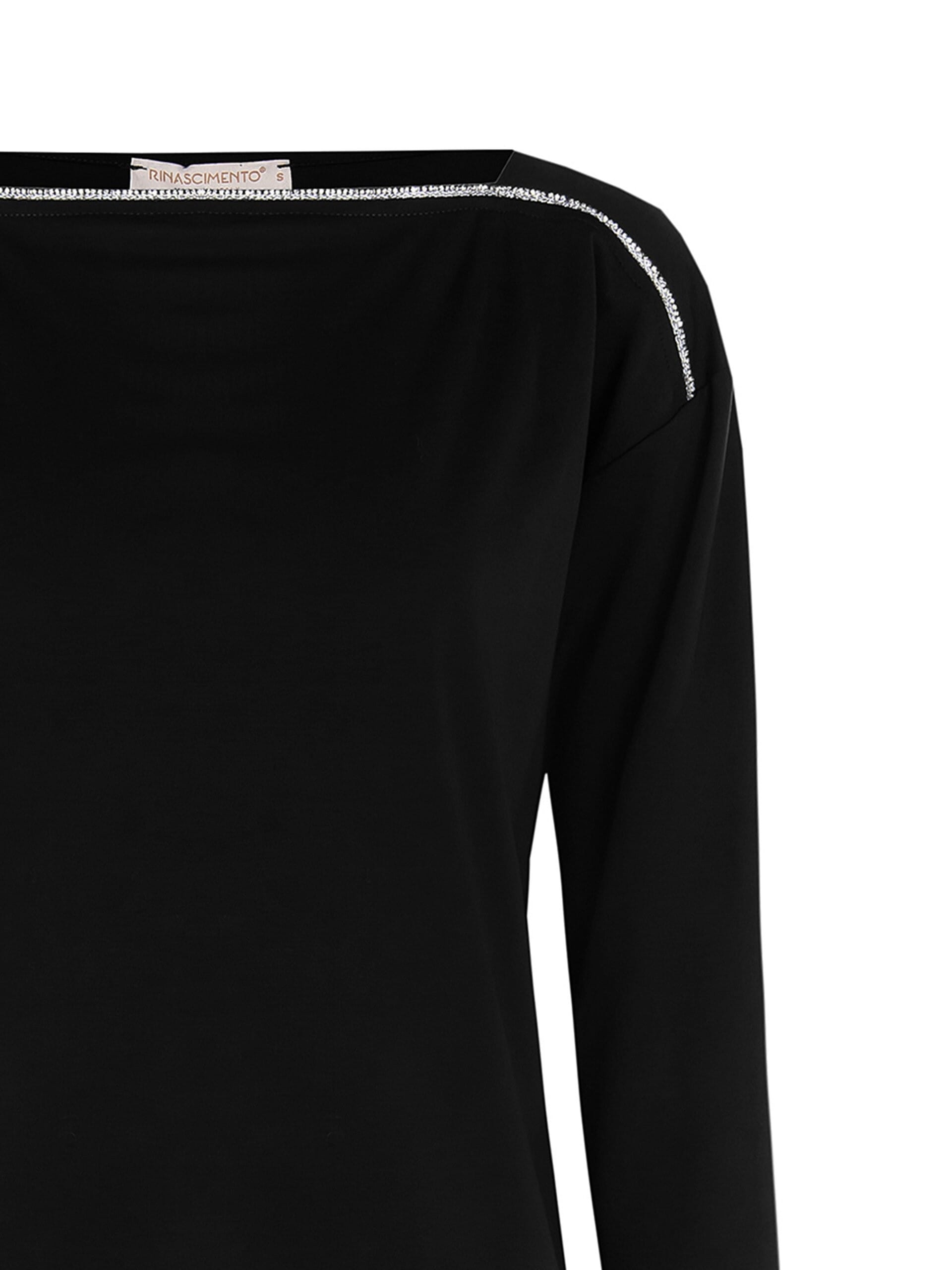 Blusa Fluida In Punto Milano Leggero Con Decoro In Strass Rinascimento