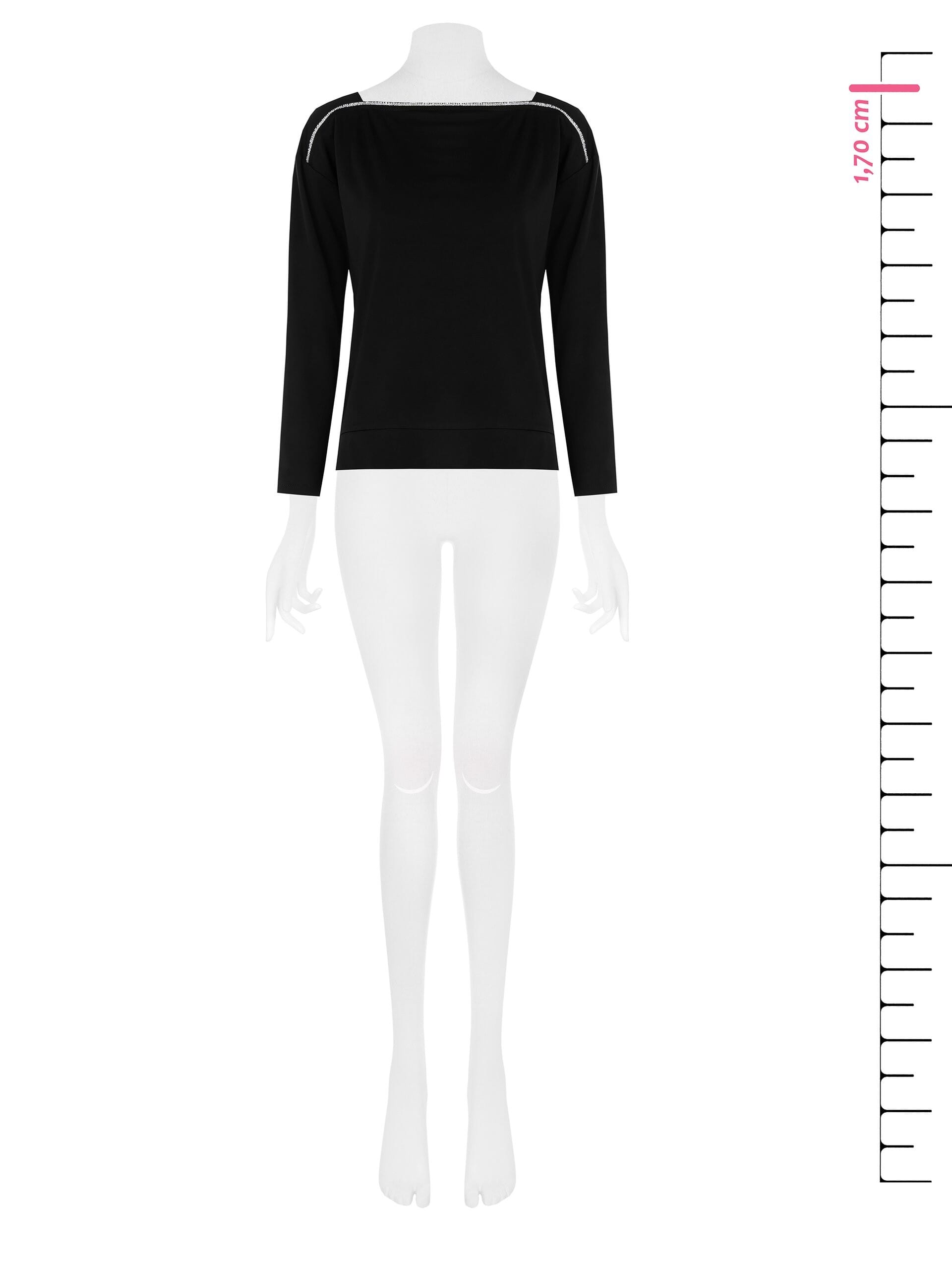 Blusa Fluida In Punto Milano Leggero Con Decoro In Strass Rinascimento