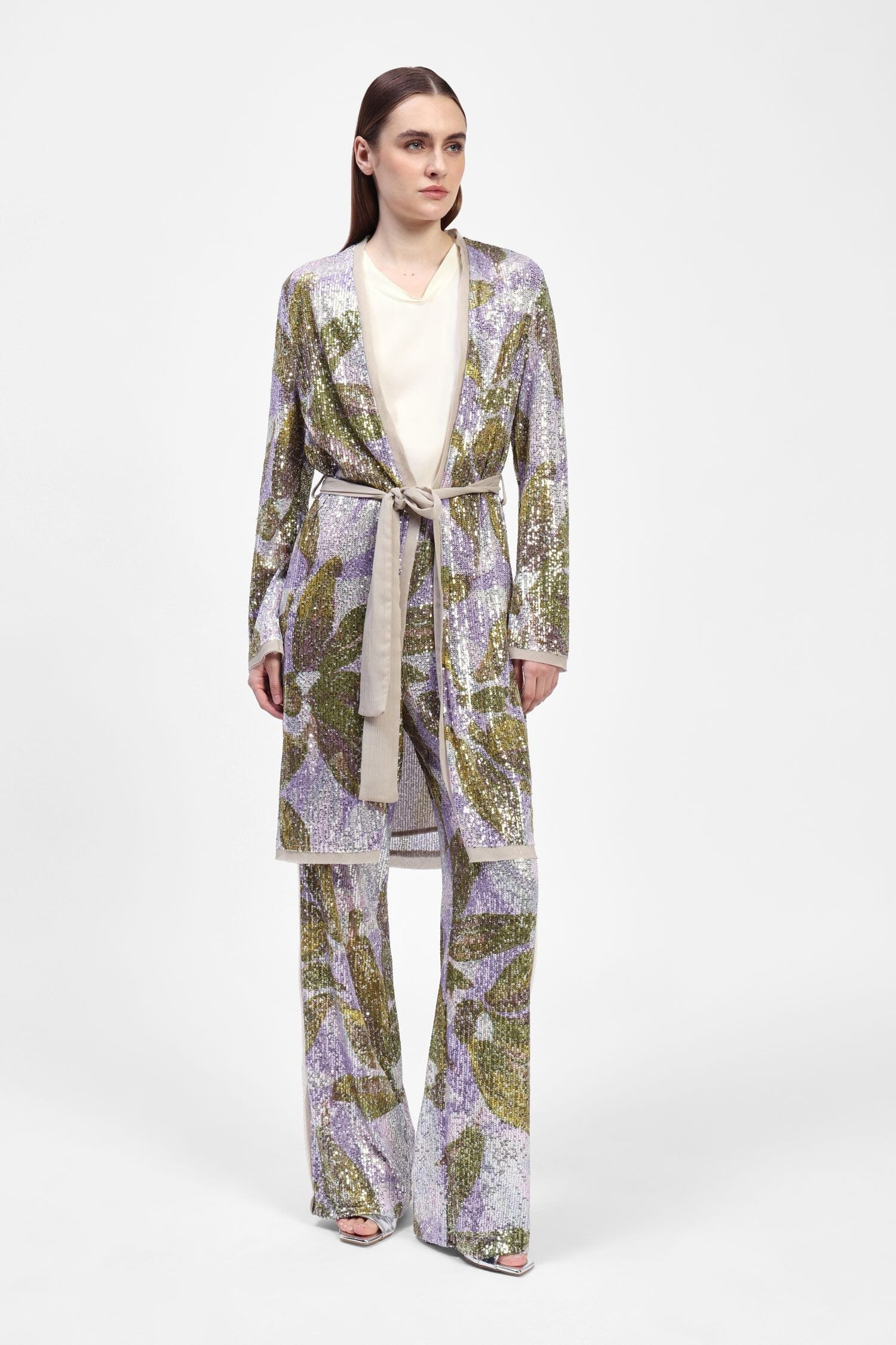 Doudoune fantaisie pailletée avec ceinture Dixie