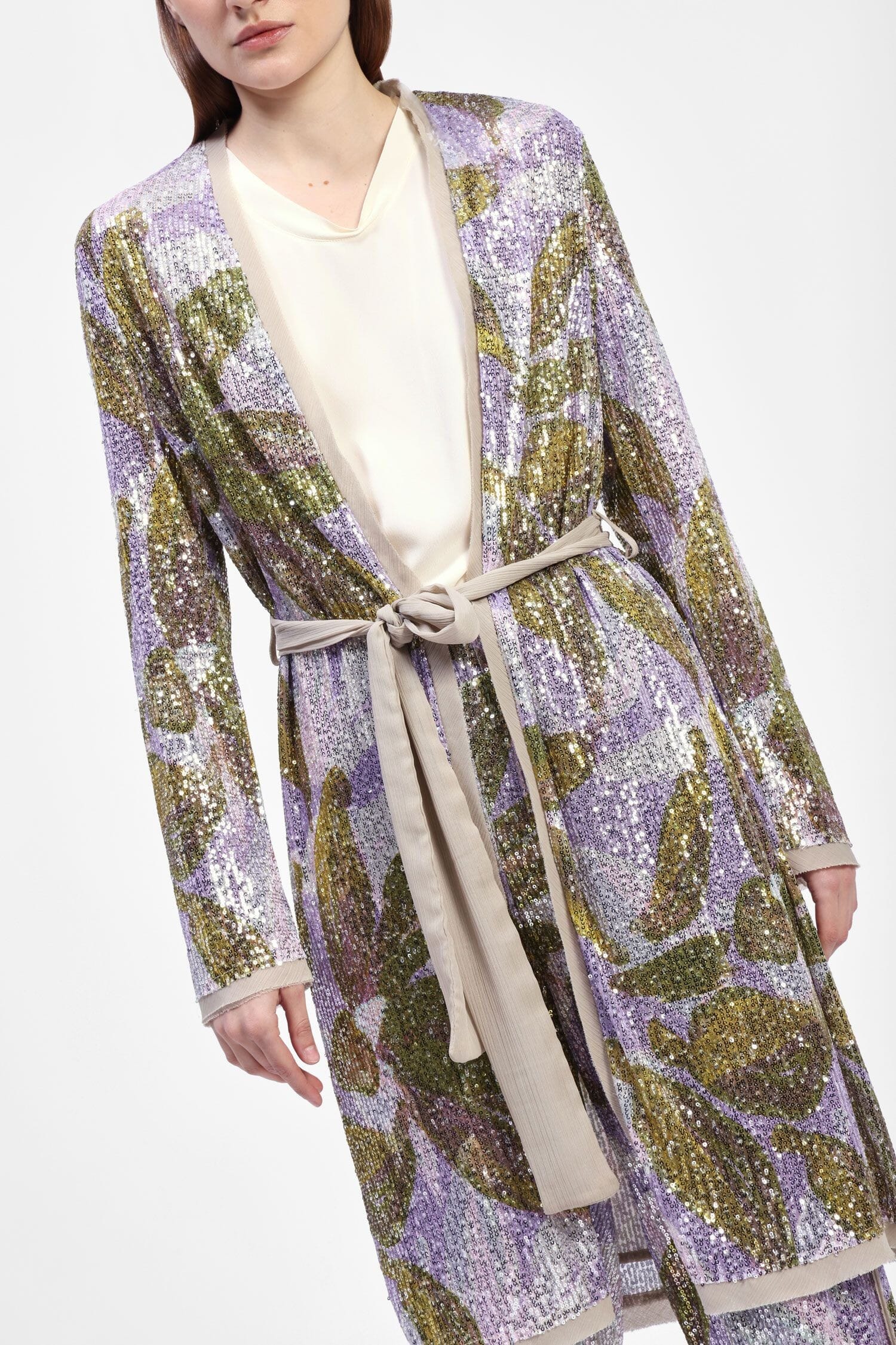 Doudoune fantaisie pailletée avec ceinture Dixie