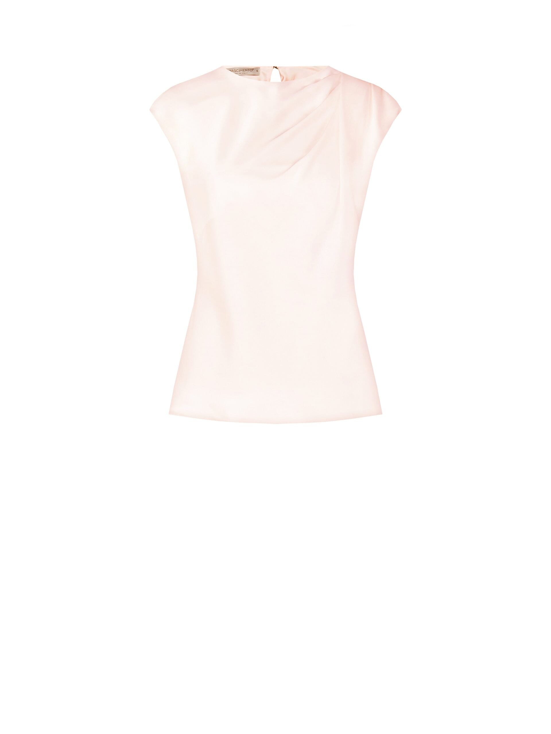 Blusa Sfiancata In Raso Con Pieghe Sulla Spalla Rinascimento