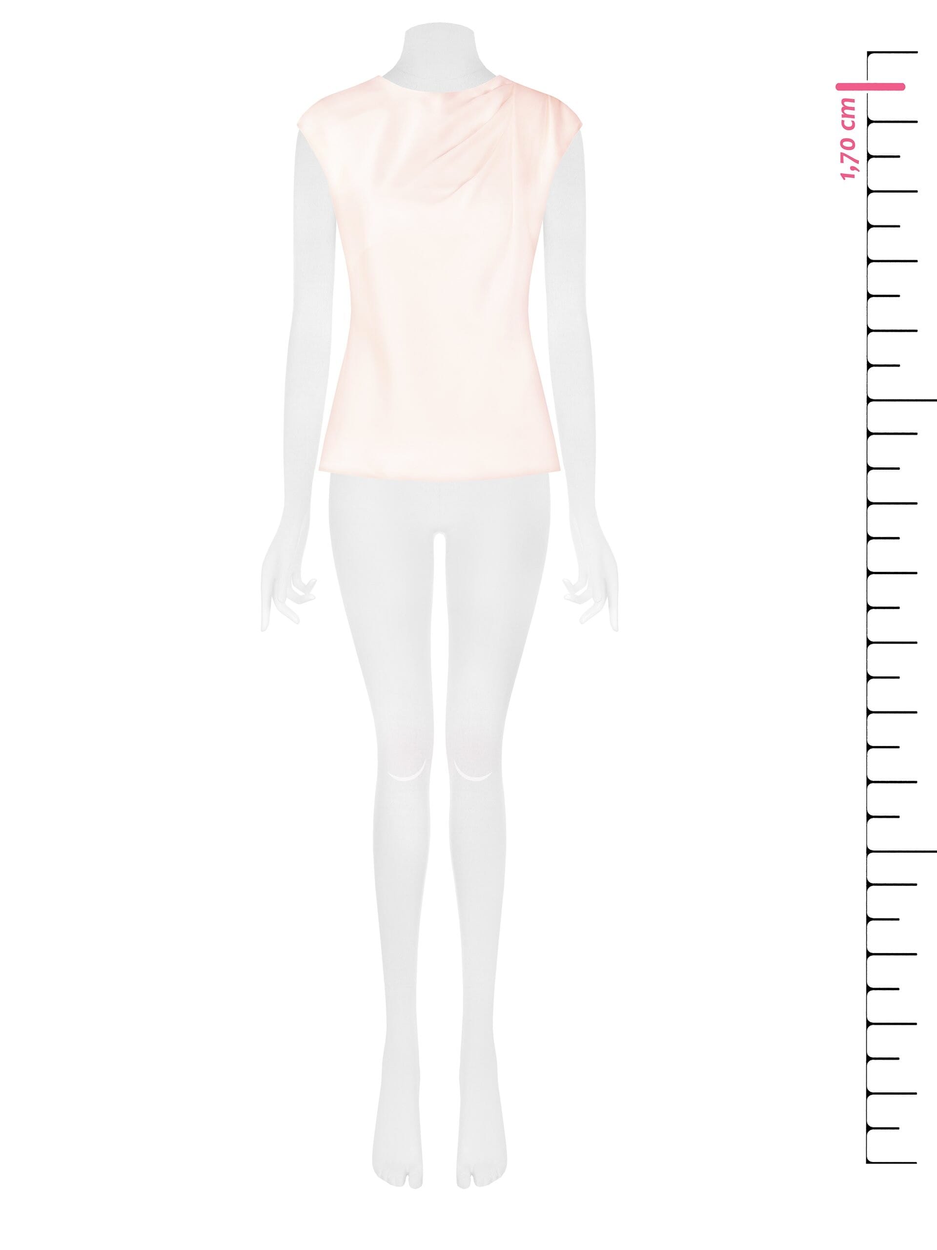 Blusa Sfiancata In Raso Con Pieghe Sulla Spalla Rinascimento