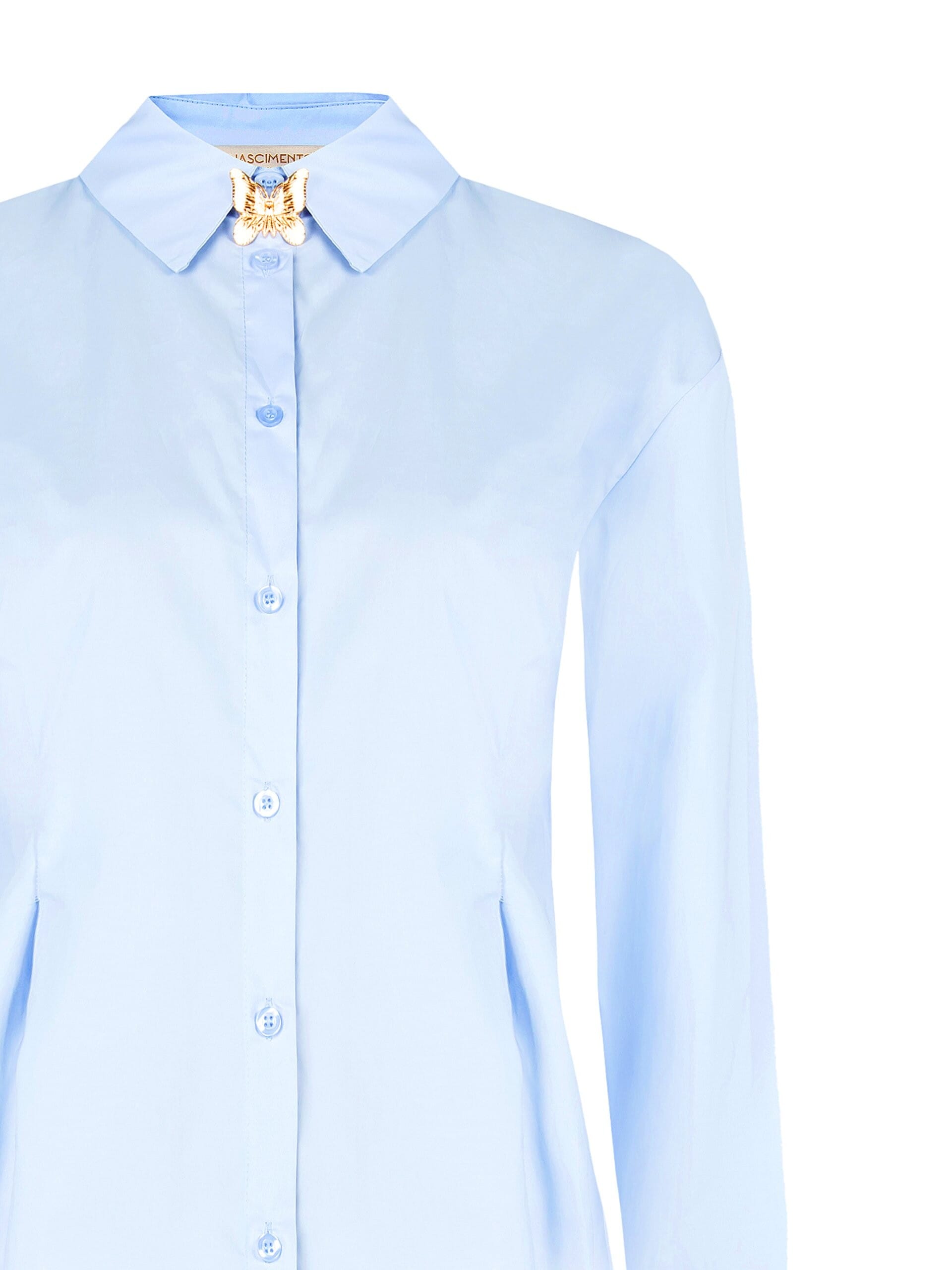 Camicia Sfiancata In Cotone Con Spilla Farfalla Rinascimento