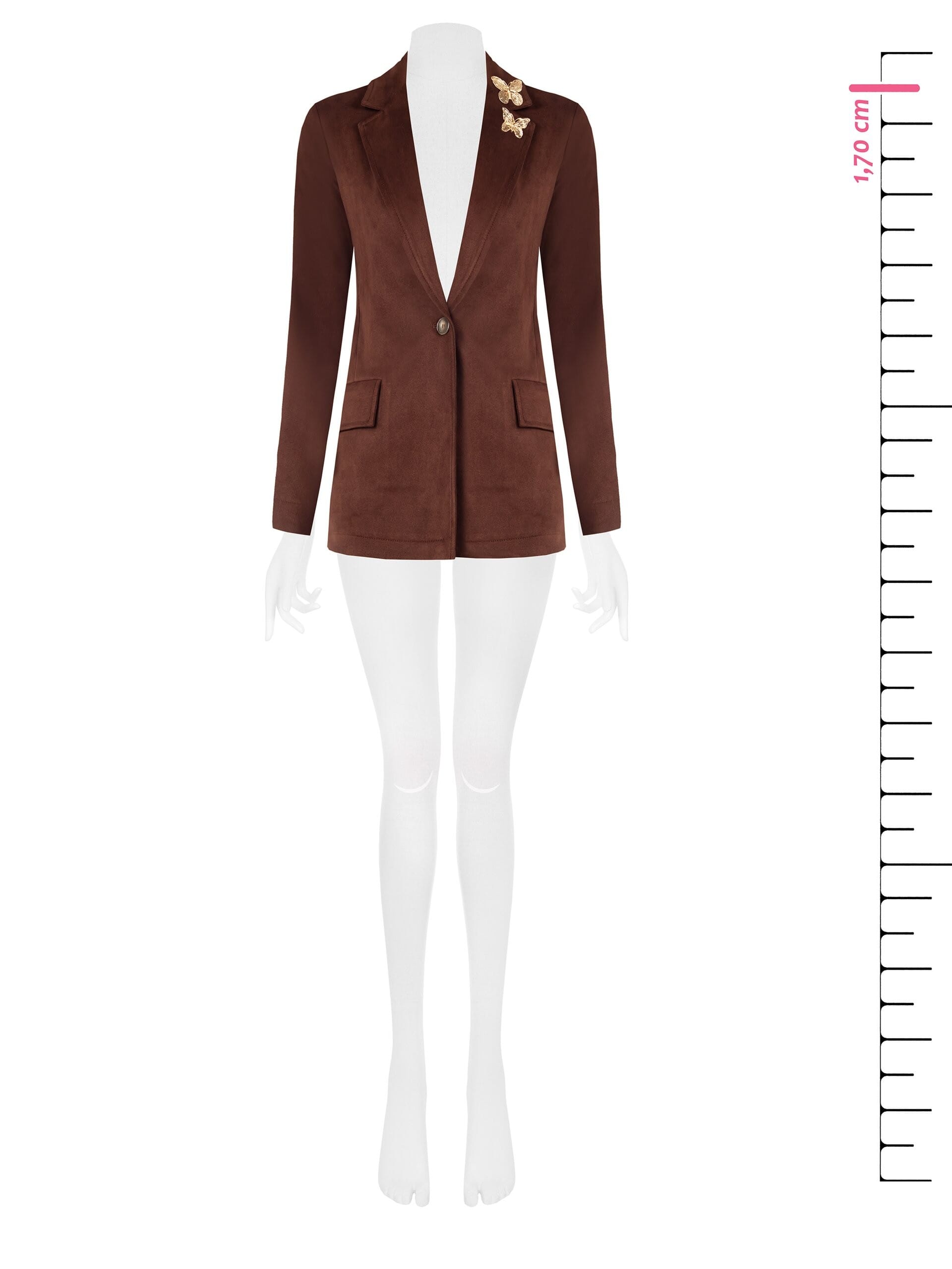 Giacca Blazer Sfiancata In Simil Dainetto Con Spilla Farfalla Rinascimento