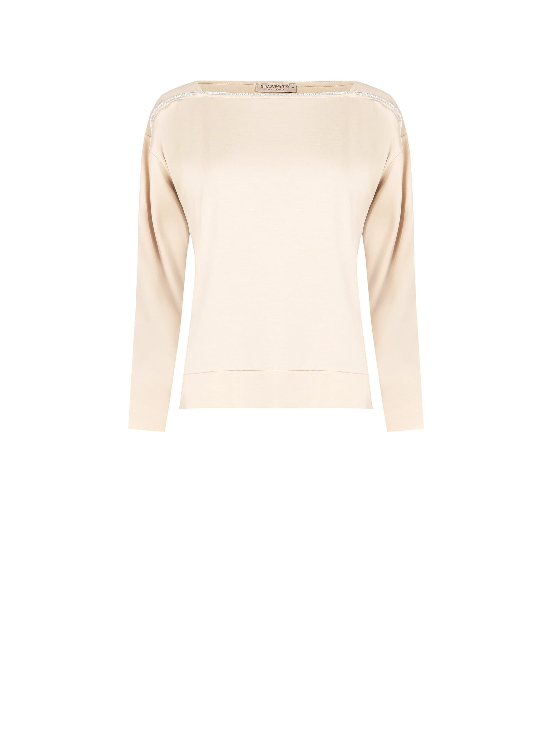 Blusa Fluida In Punto Milano Leggero Con Decoro In Strass Rinascimento