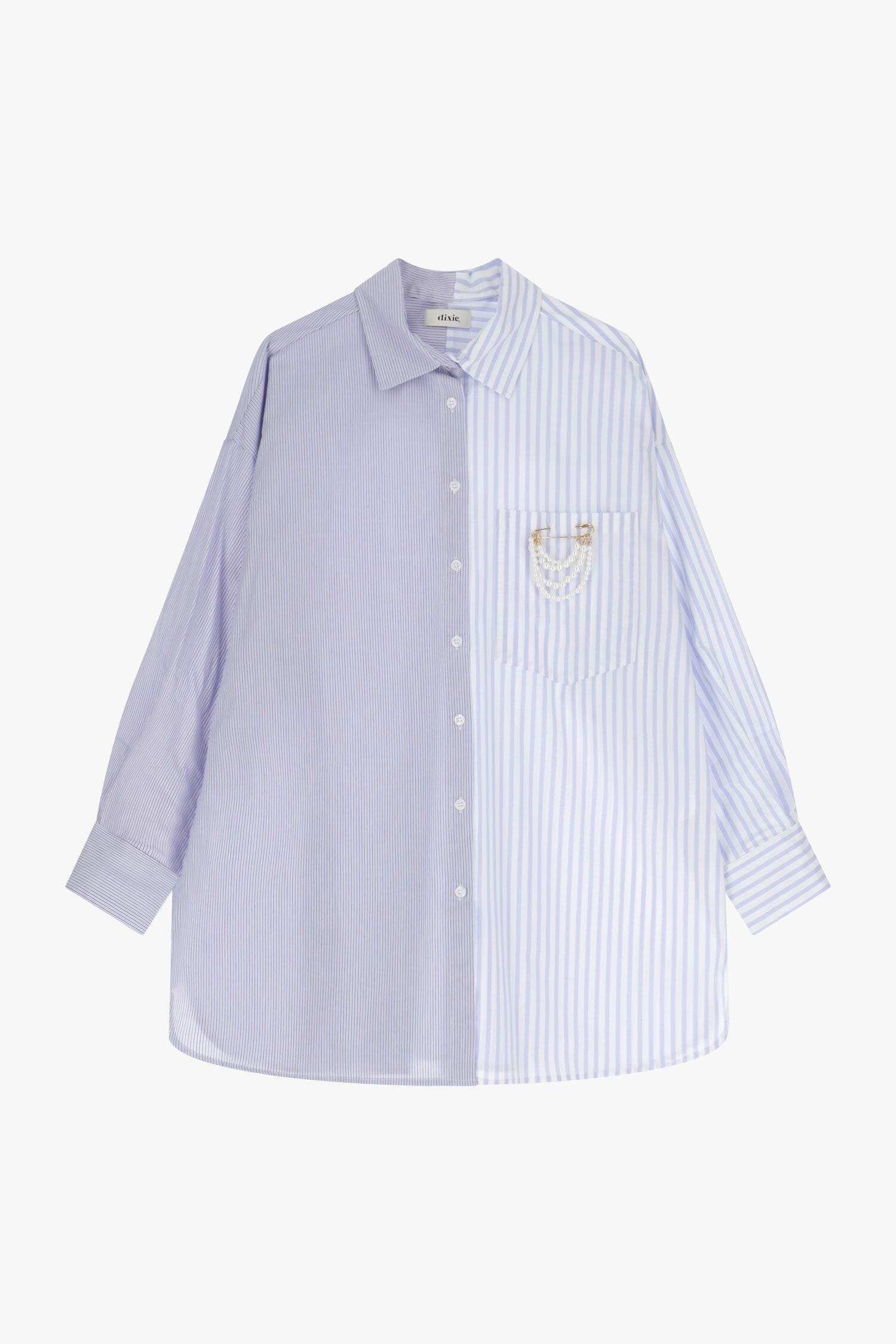 Camicia A Righe Con Tasca E Perle Dixie