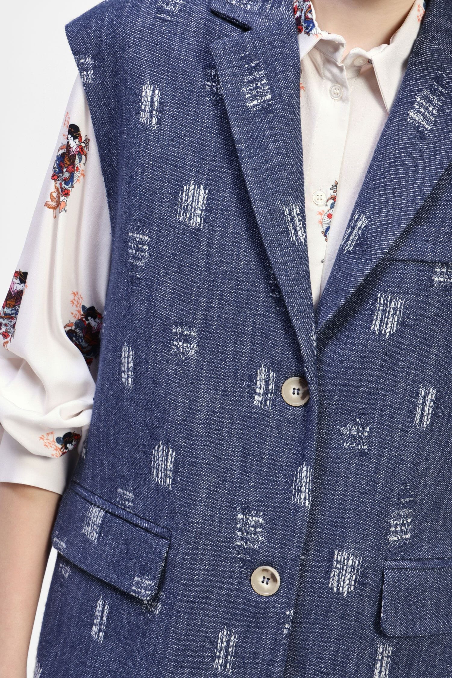 Gilet In Denim Con Bottoni E Stampa Dixie