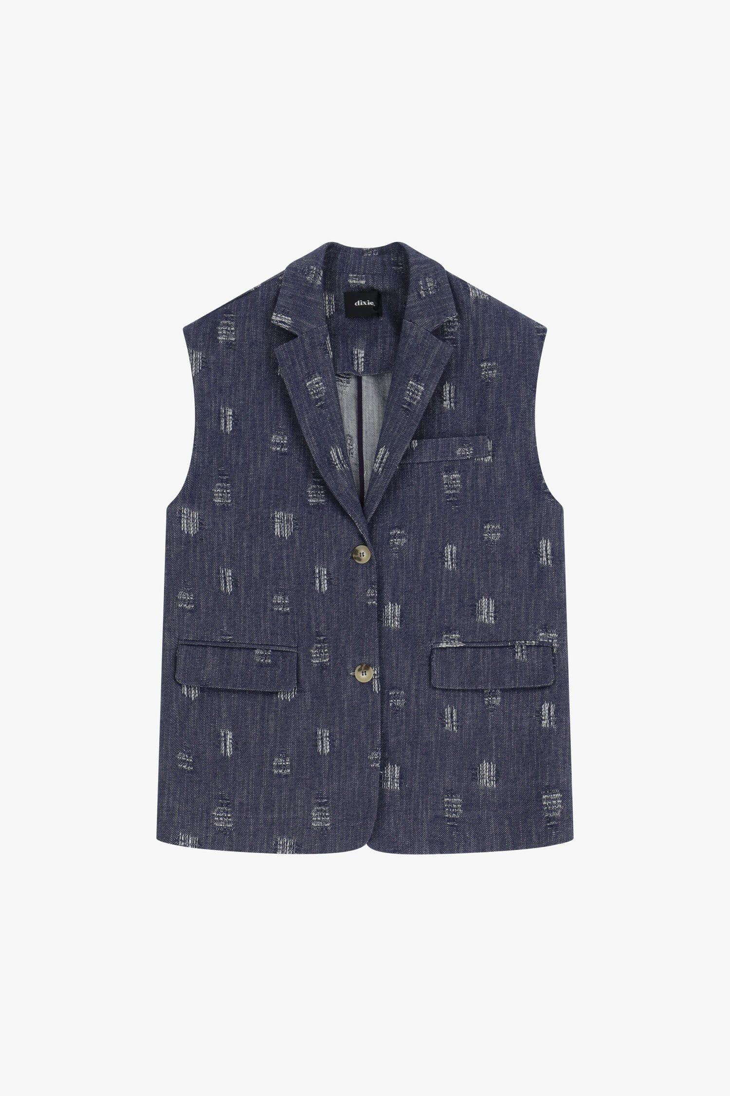 Gilet In Denim Con Bottoni E Stampa Dixie