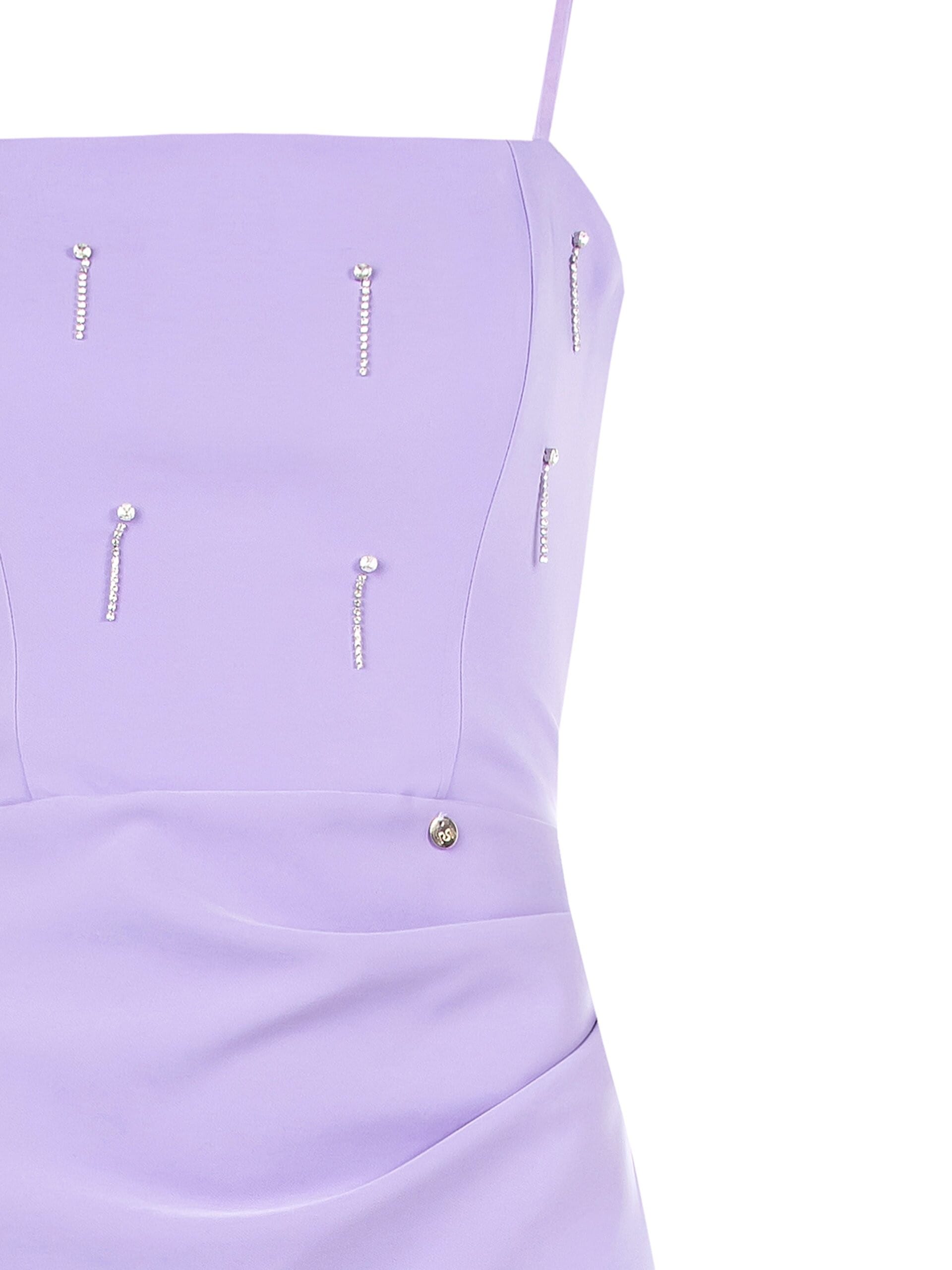 Abito A Tubino In Tessuto Tecnico Arricciato Sul Fianco Con Strass Rinascimento