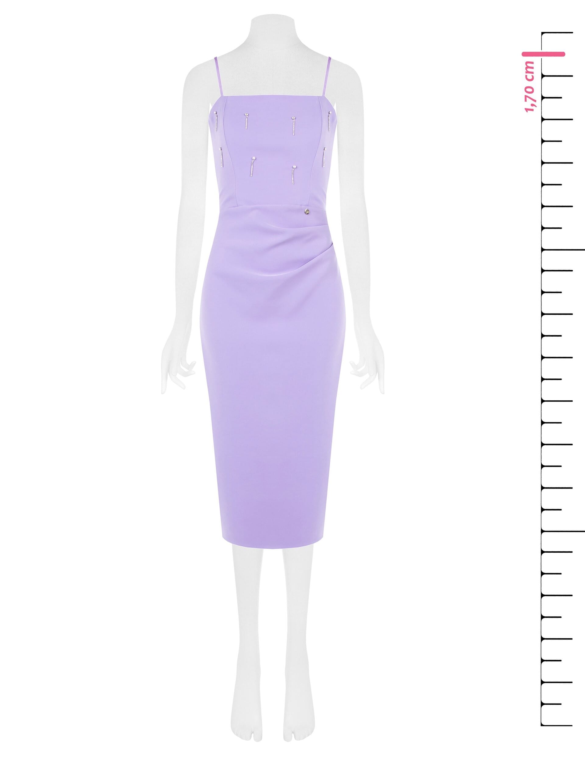 Abito A Tubino In Tessuto Tecnico Arricciato Sul Fianco Con Strass Rinascimento