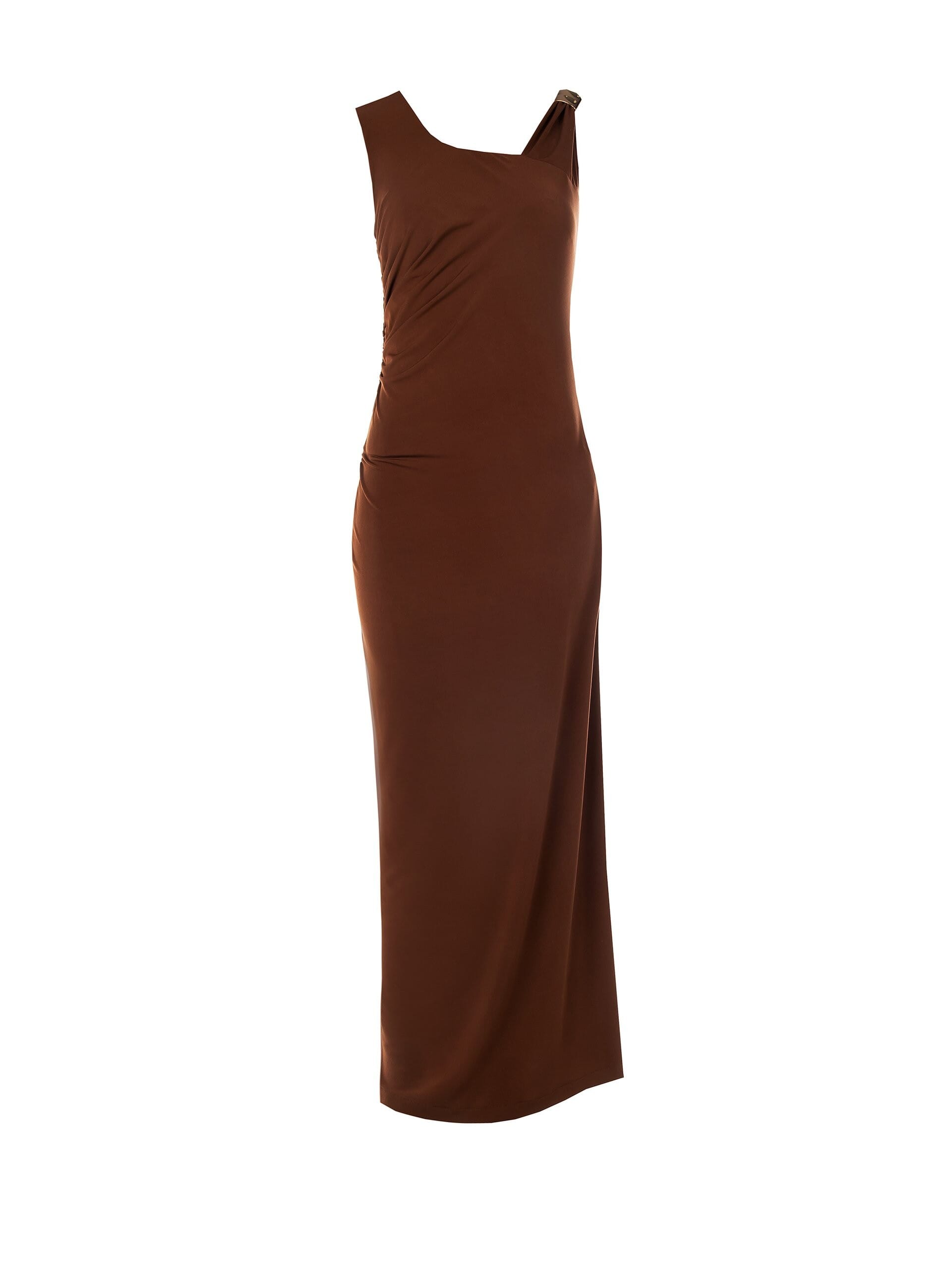 Midi Dress Fitted on One Side with Jewelled Detail on Shoulder Pad Rinascimento