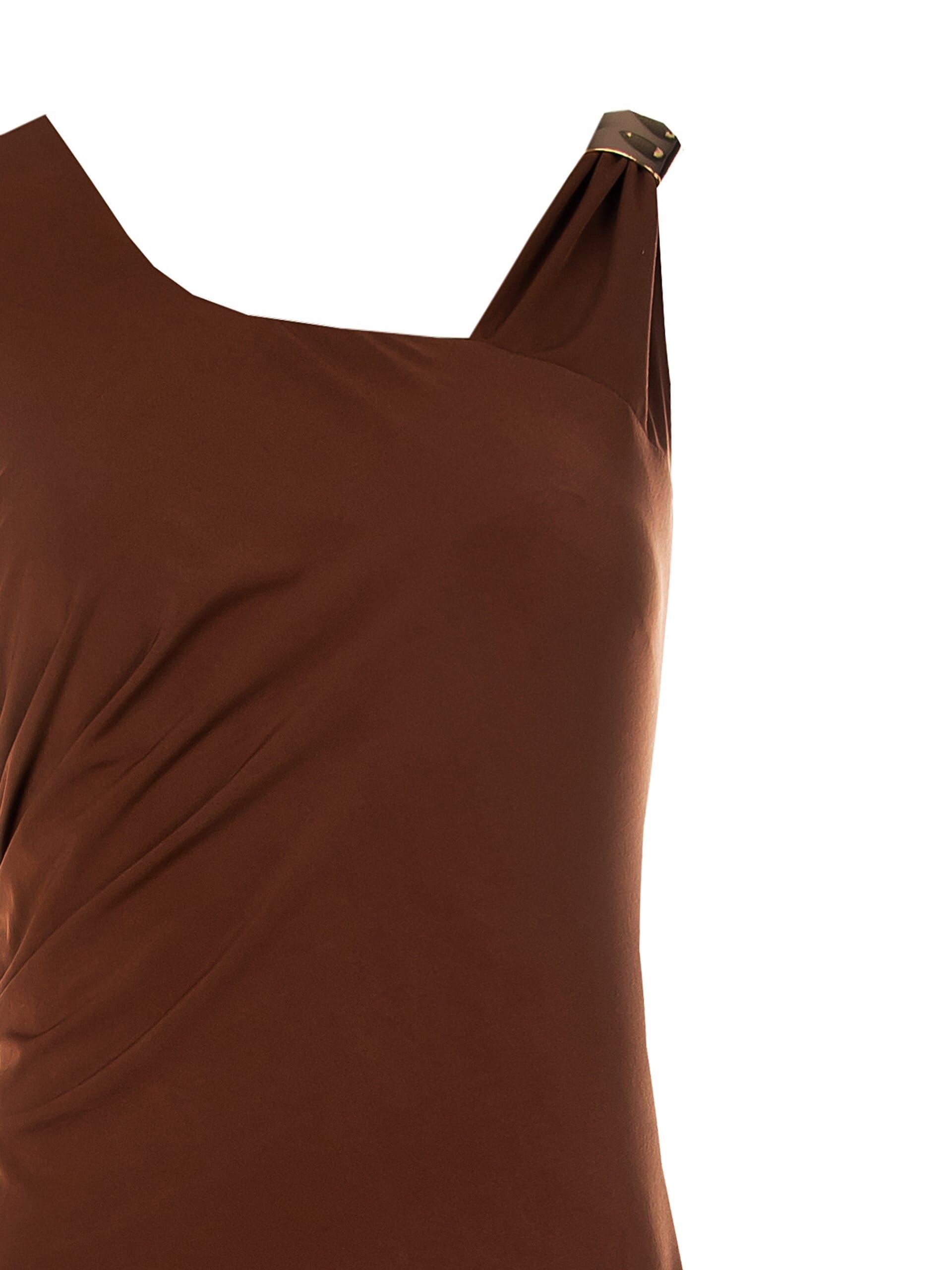 Midi Dress Fitted on One Side with Jewelled Detail on Shoulder Pad Rinascimento