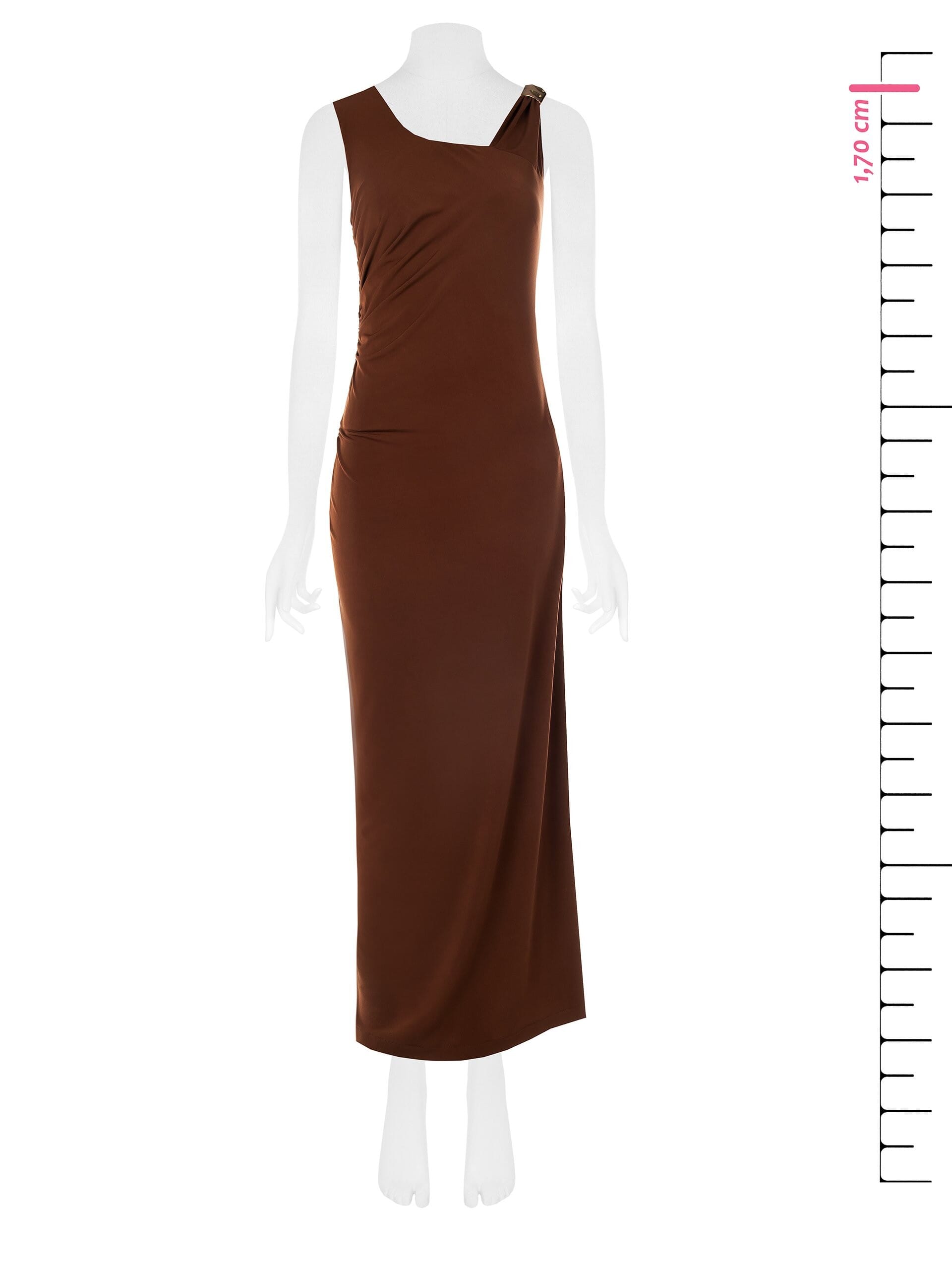 Midi Dress Fitted on One Side with Jewelled Detail on Shoulder Pad Rinascimento